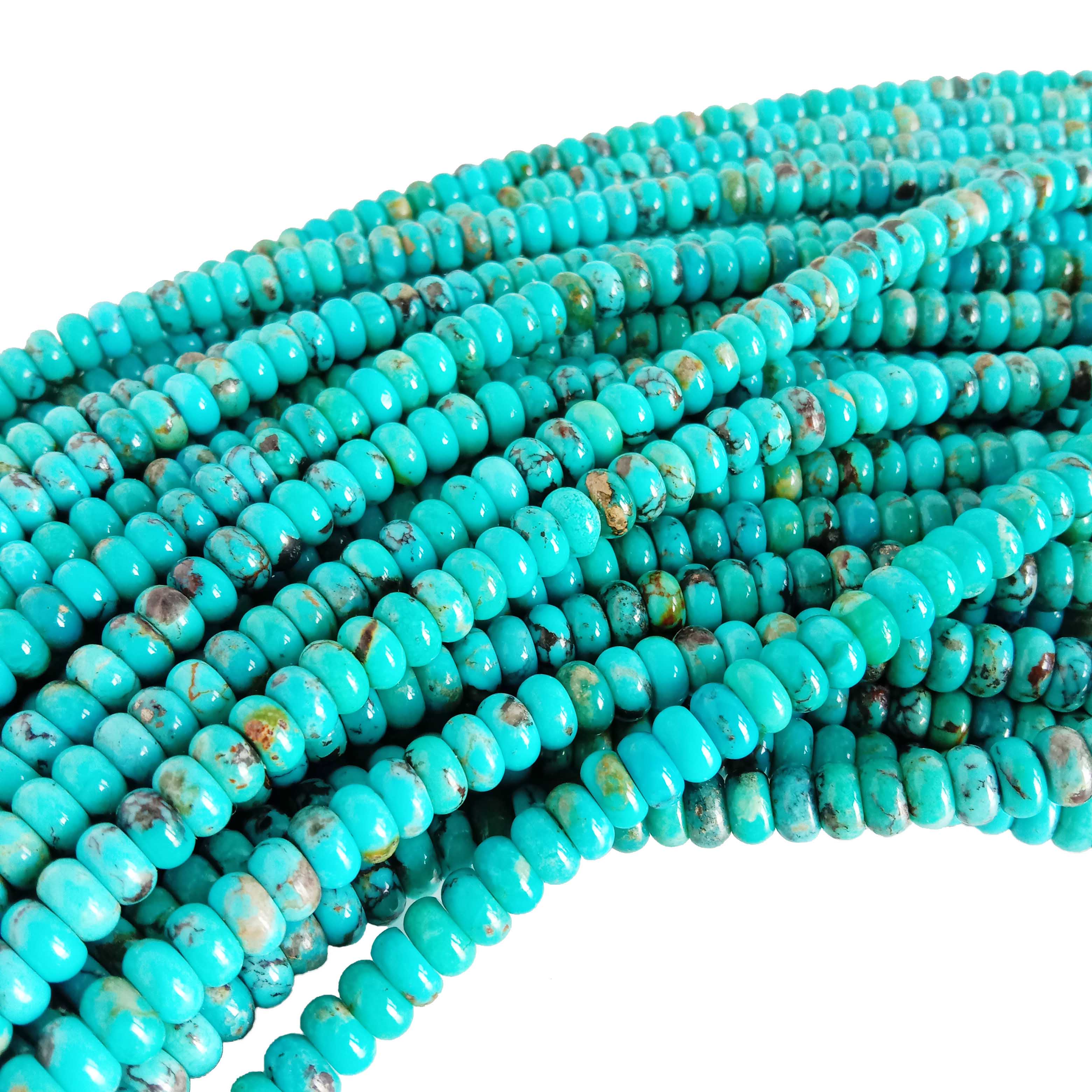 Намисто з натуральних гладких бірюзових намистин Rondelle діаметром 6 мм 18