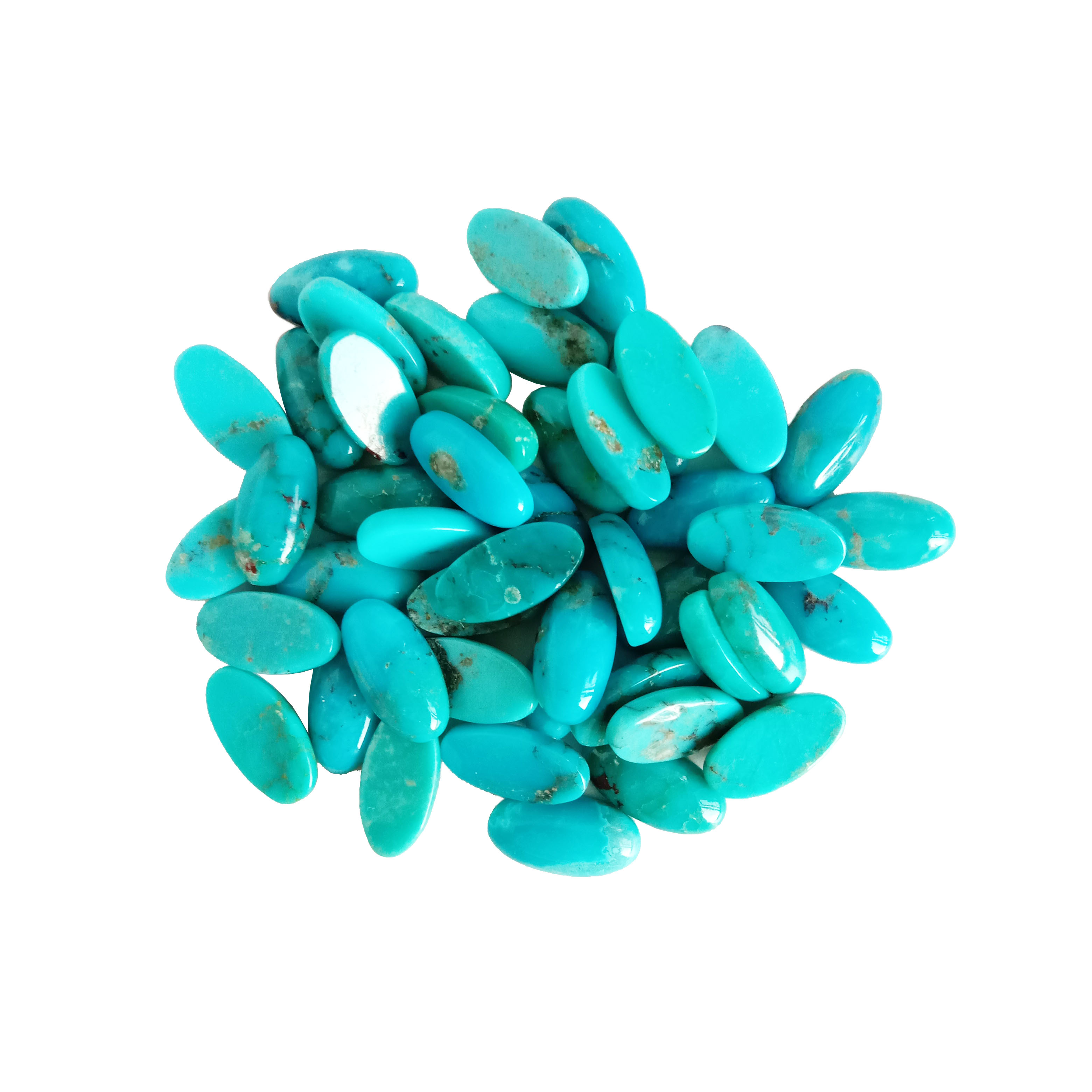 İnanılmaz Keyfiyyətli Arizona Firuzəyi Cabochon Qiymətli Daş Ölçüləri 10*5mm Düz Arxa Kabochon Uzun Oval Forma 15