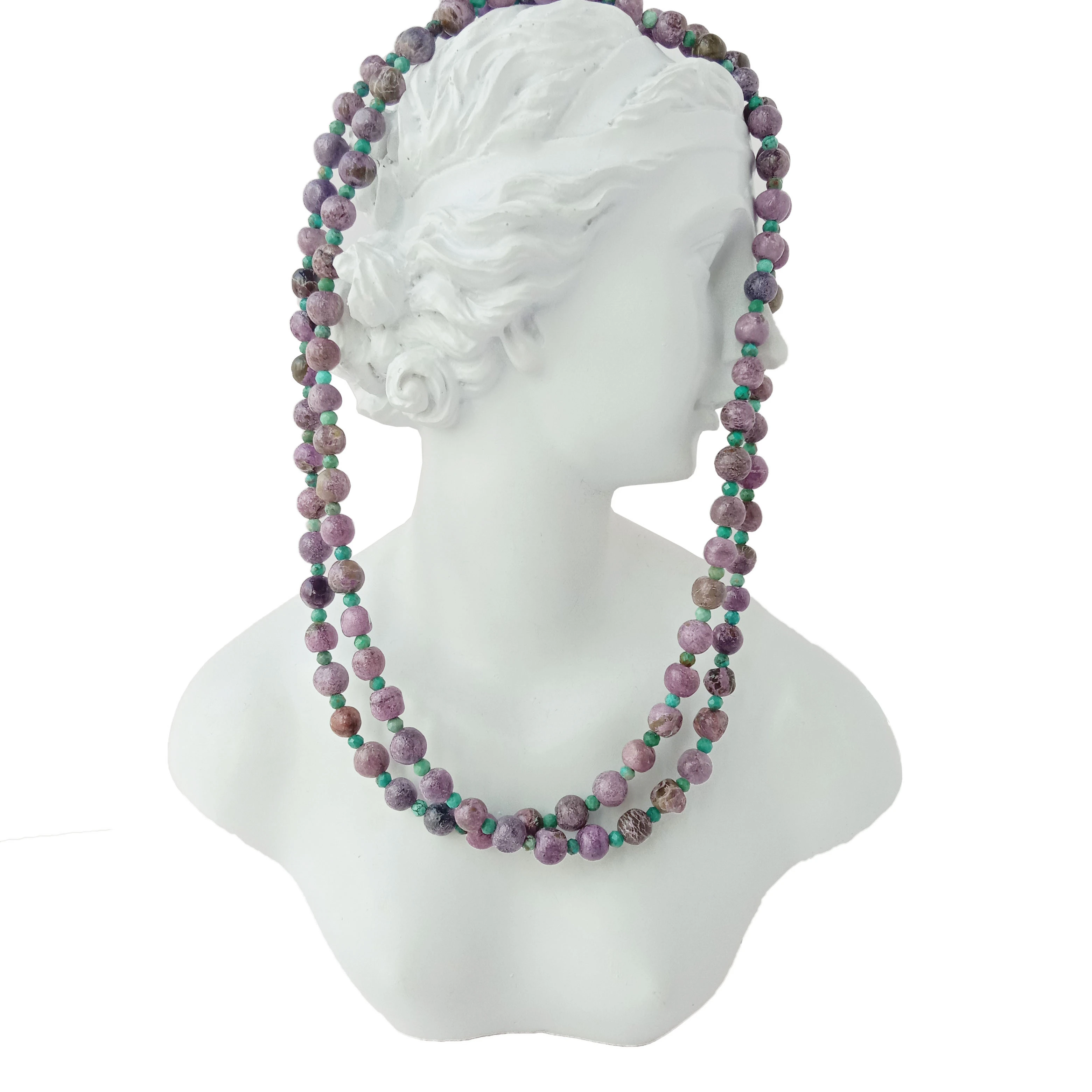 ខ្សែក​ប្រាក់ Sterling 925 និង​ពណ៌​ទឹក​ថ្លា​ធម្មជាតិ Charoite 1