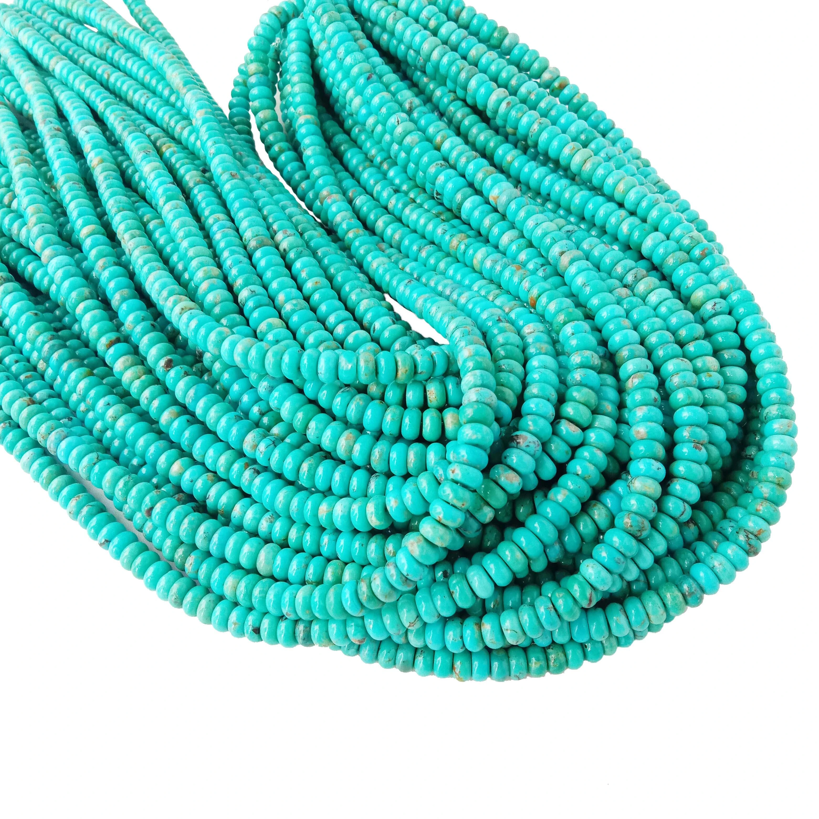 Abalorio de turquesa 100% natural 6 mm forma redondeada Preciosa pedra preciosa turquesa azul verde natural 1