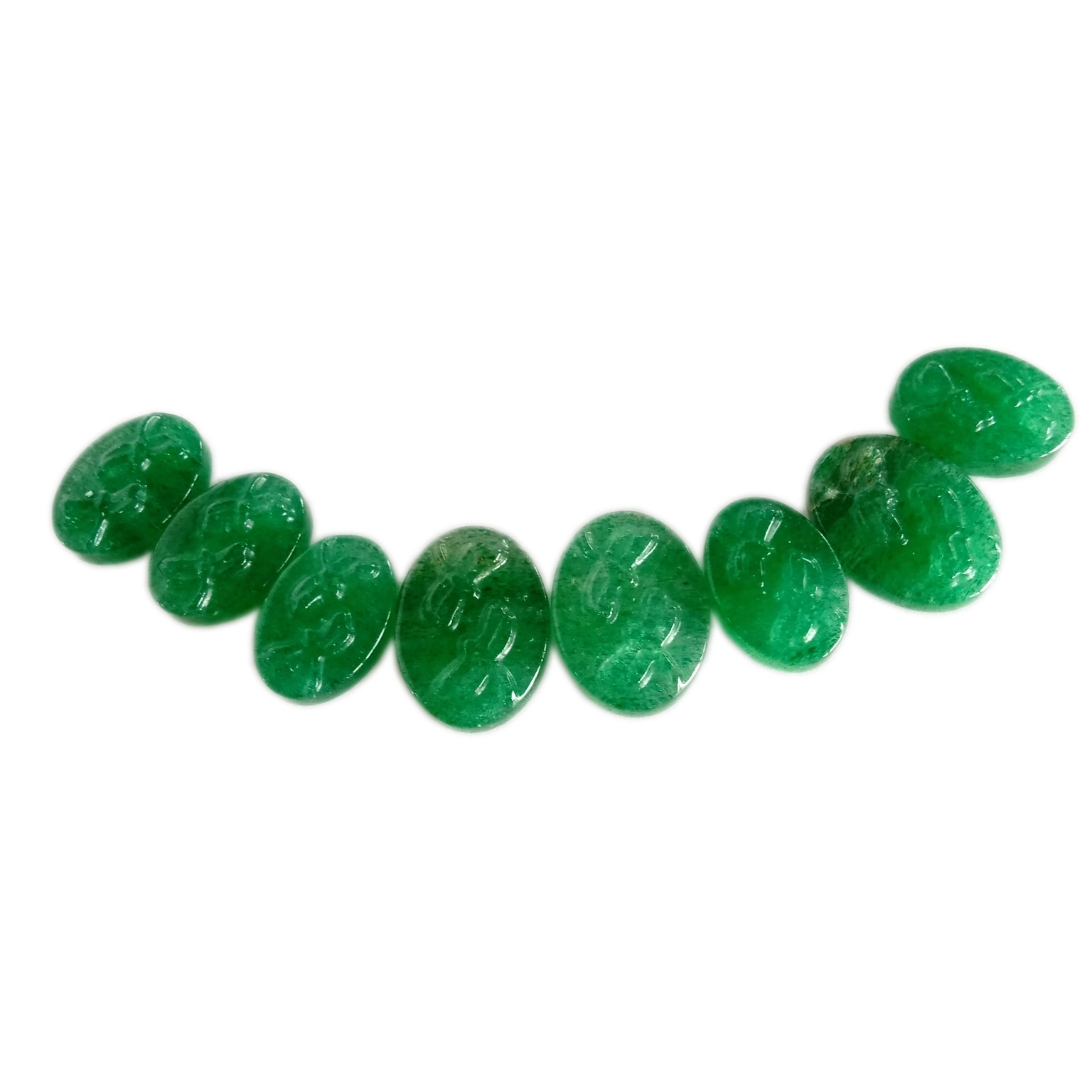Natural Green Strawberry quartz Gemstone Carved cab 1