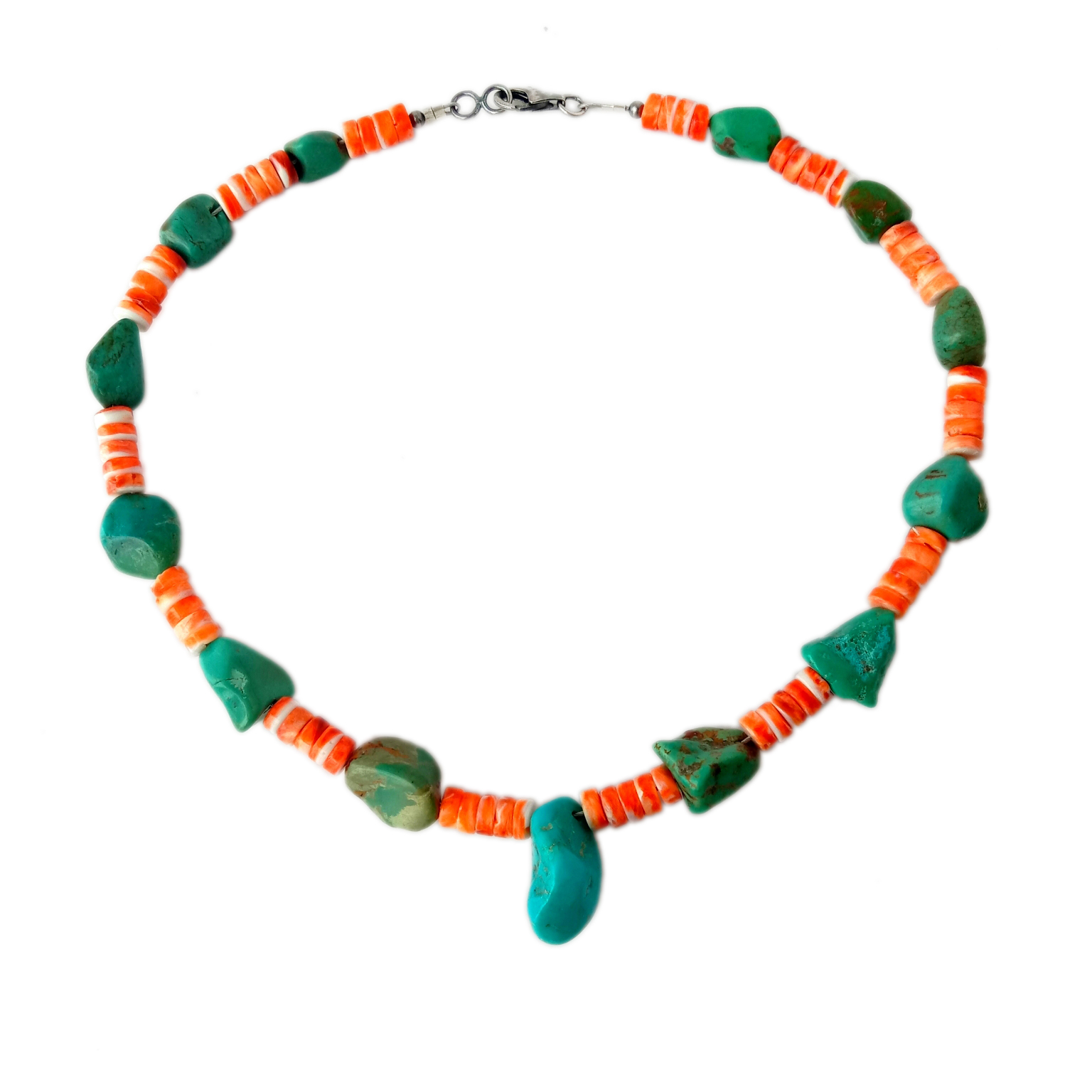 100% təbii firuzə və tikanlı 925 əyar gümüş Milka boyunbağı 15