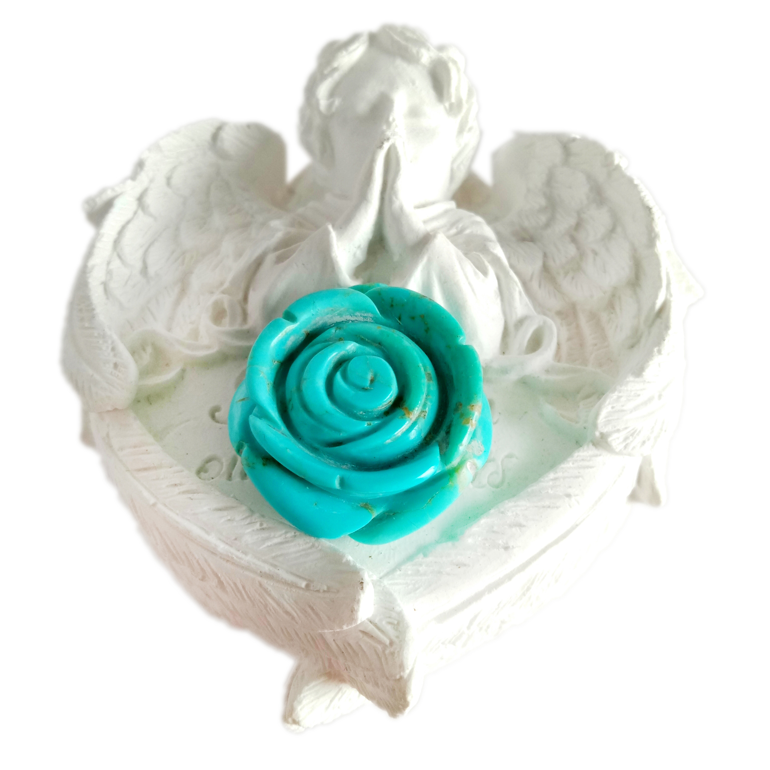 Maua ya Asili ya Turquoise Iliyochongwa Kielelezo Kutafuta Jiwe la Kuzaliwa la Desemba 15