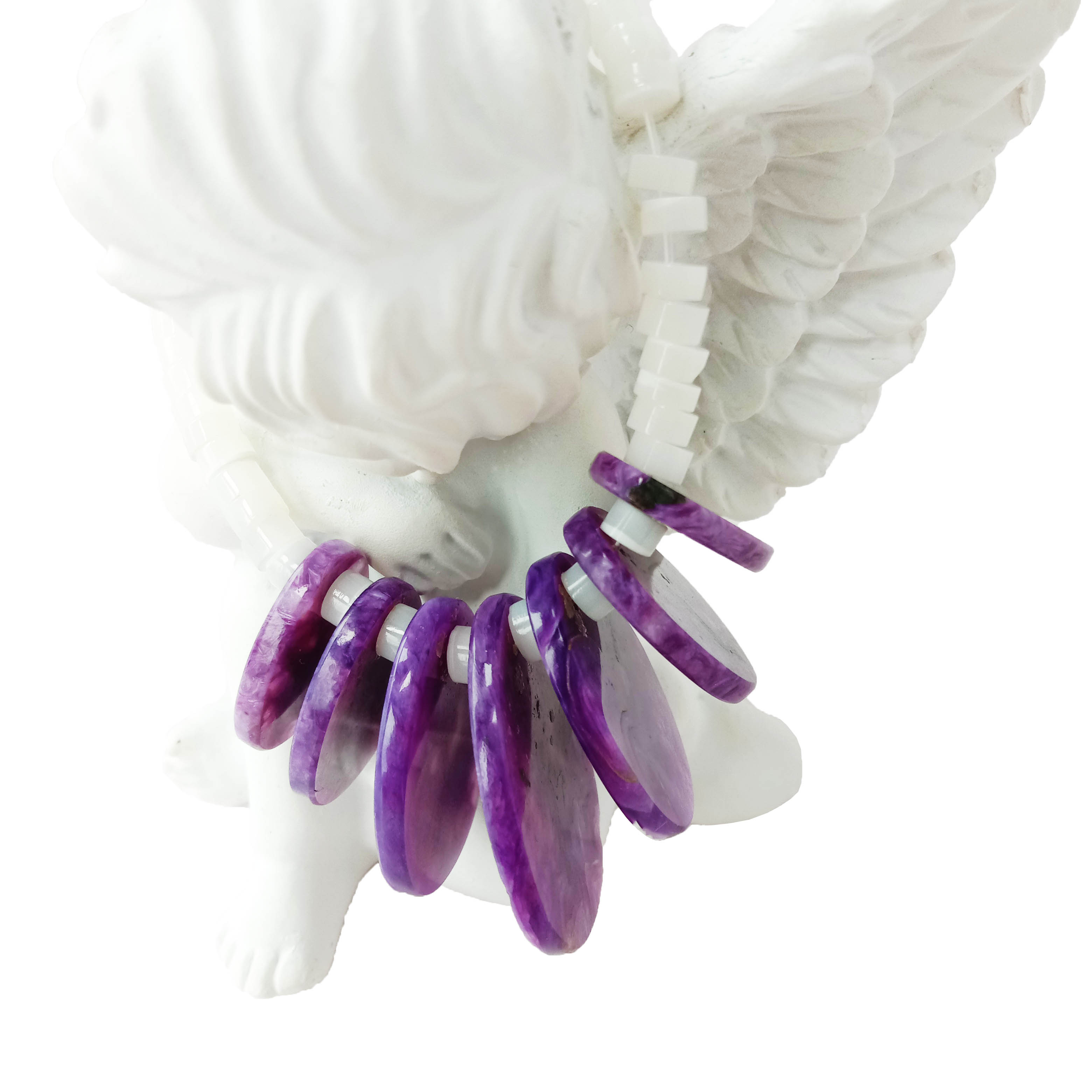 Charoita natural e pedra preciosa de prata de lei 925 7.Pulseira de 5 polgadas 14