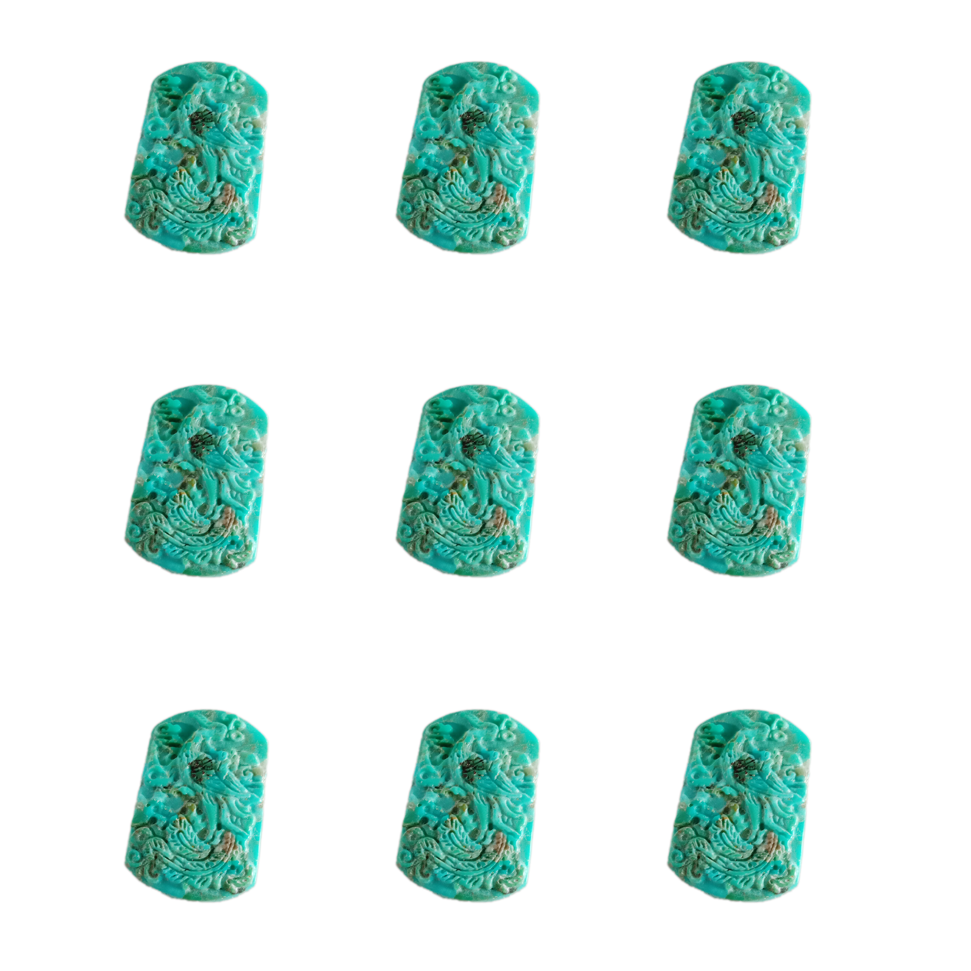 Բնական Հնաոճ բնական փիրուզագույն փորագրված թանկարժեք քար Դեկորի համար 15