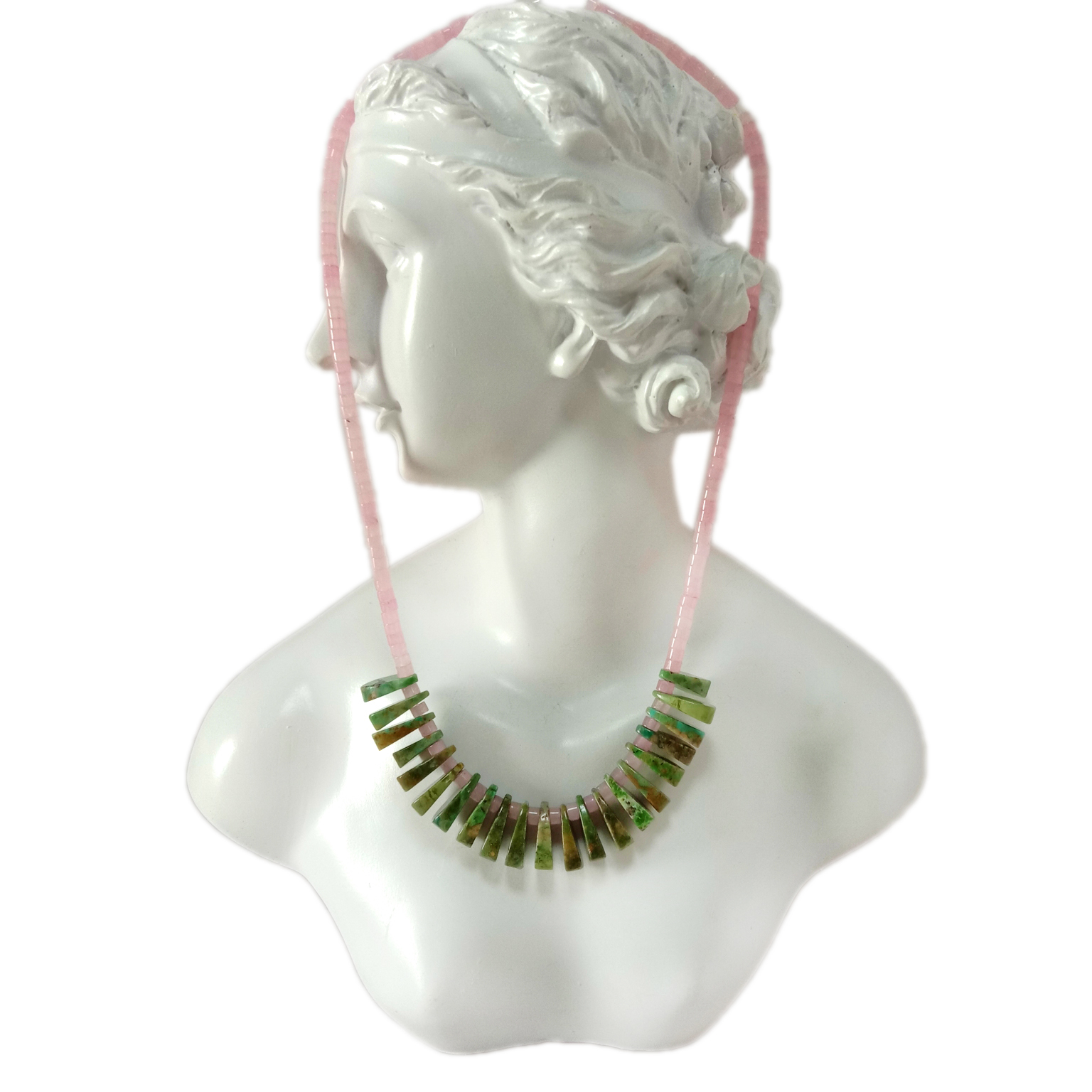 Necklace ອອກແບບເຮັດດ້ວຍມືດ້ວຍເງິນ Turquoise Quartz 925 Sterling 14