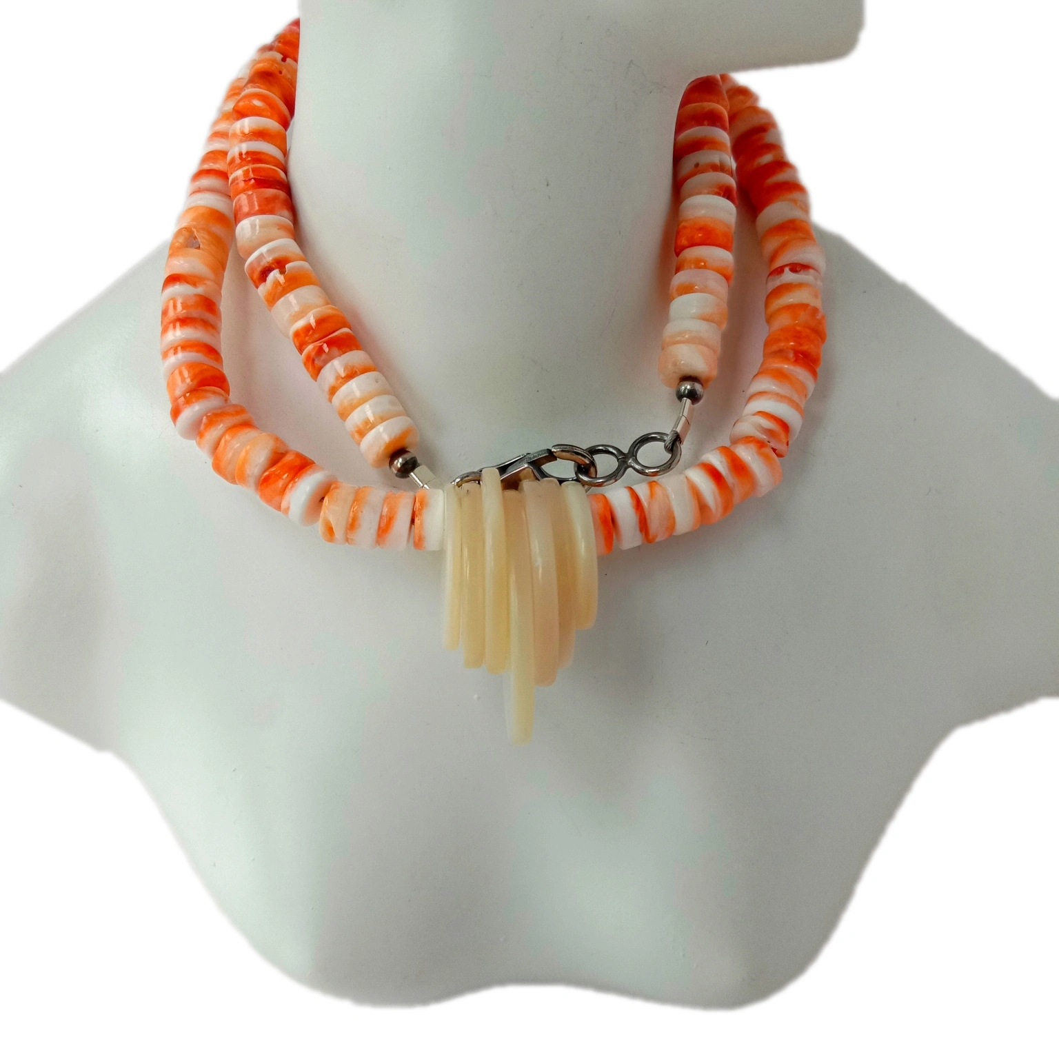 100% ធម្មជាតិ Turquoise spiny white mop ប្រាក់ 925 Sterling ខ្សែកធ្វើដោយដៃ 1