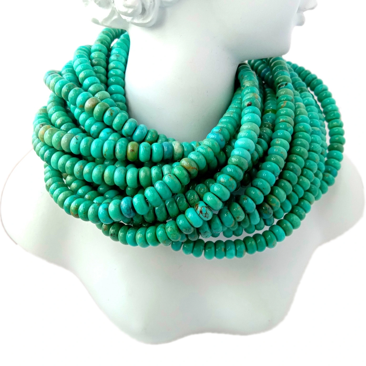 100% Natural Quality 6mm Turquoise Faceted Rondelle Beads Pw tsaug zog zoo nkauj Turquoise Faceted hlaws 1