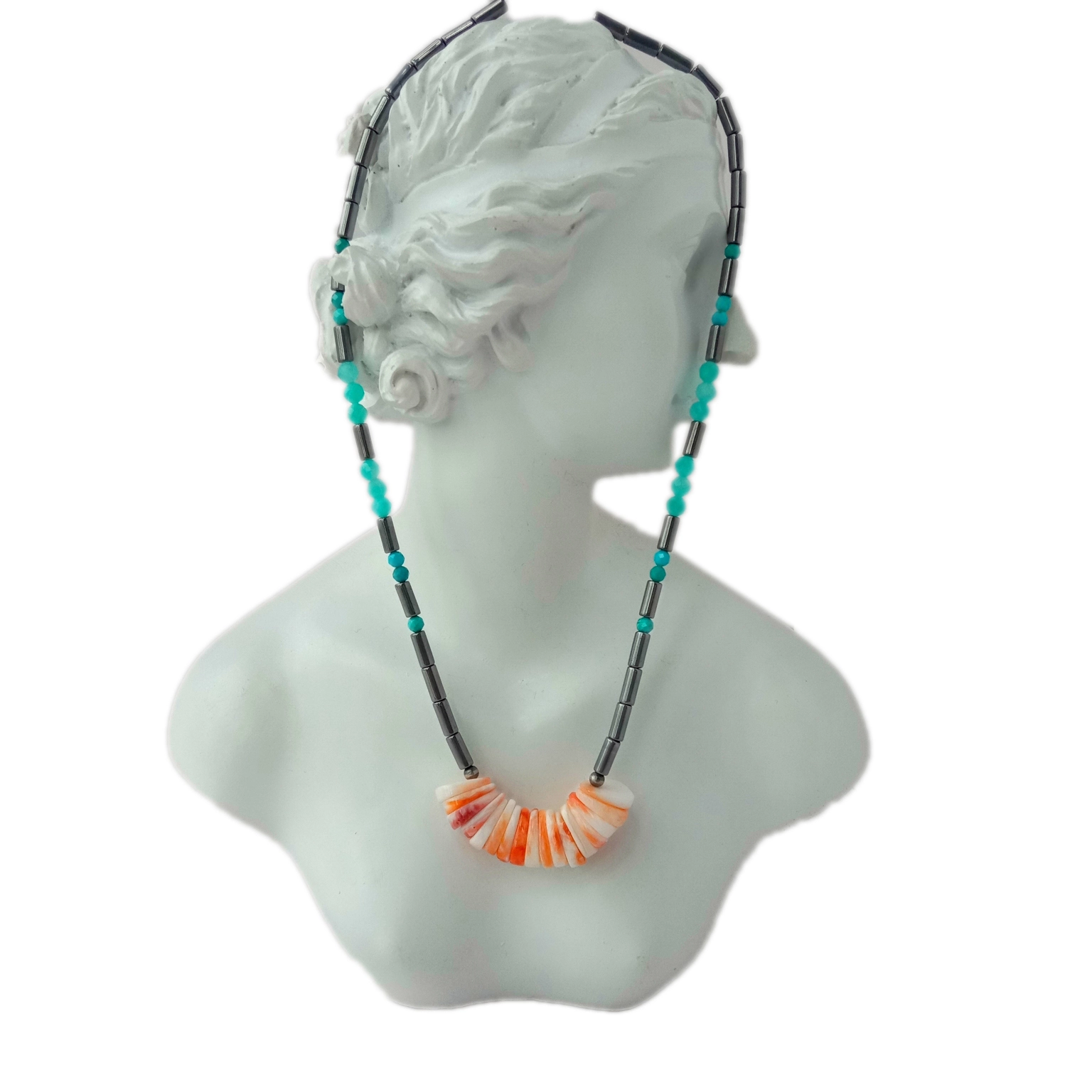 Ntuj spiny oyster hematite 925 Sterling Silver Tes engineered Necklace 1