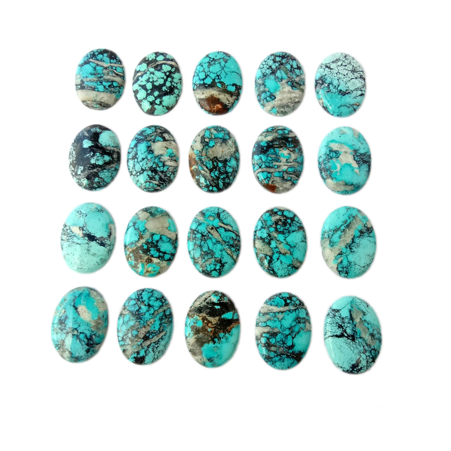 کیفیت طبیعي فیروزي نرم کابوچون لوز قیمتي ډبرو بیضوي شکل شاوخوا ښه کیفیت 15