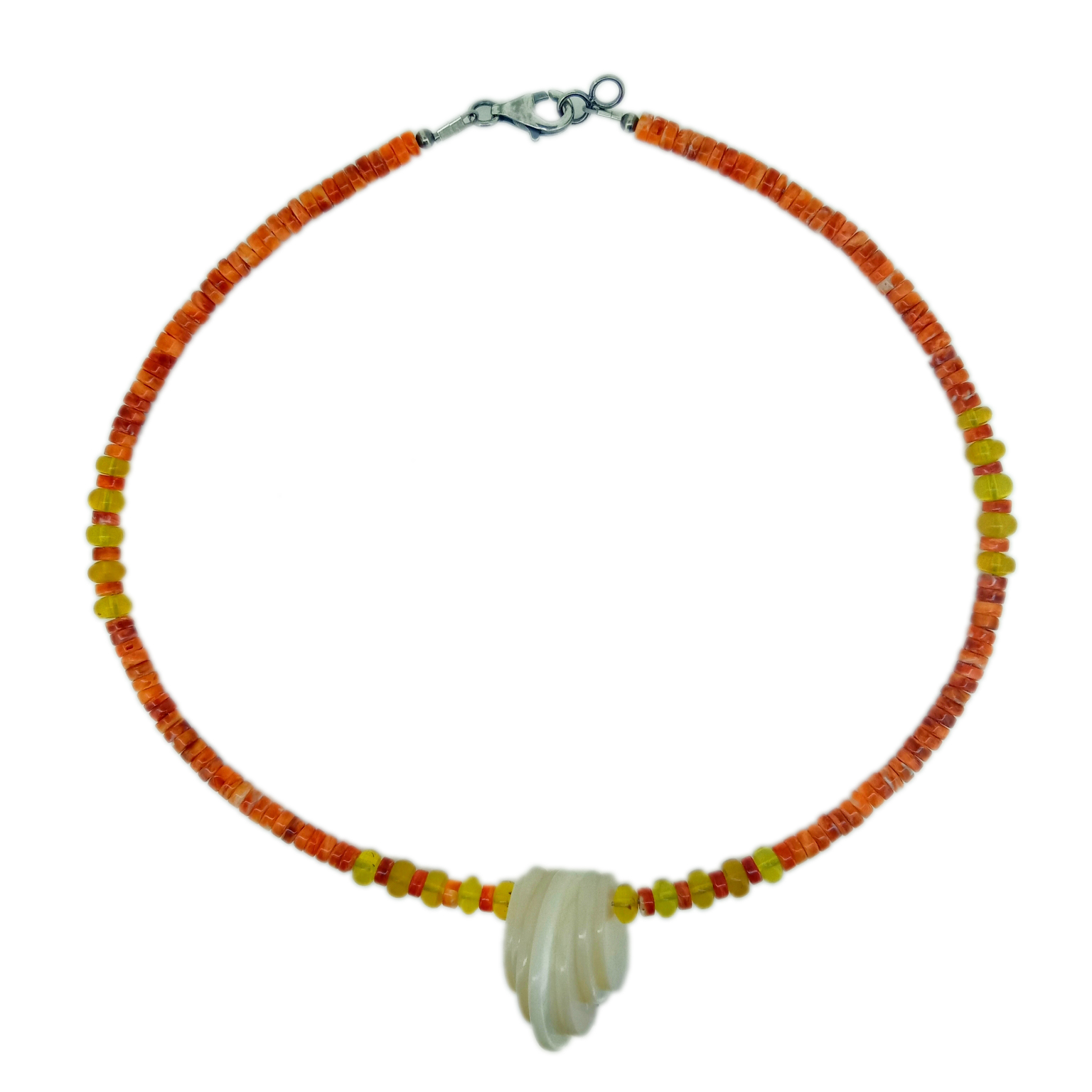 Natural spiny mop amber 925 Sterling Silver Necklace 14