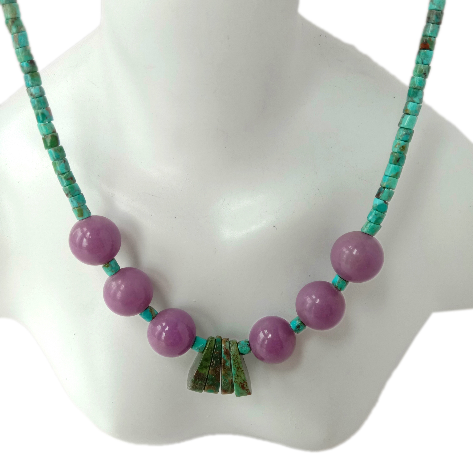 Natural Turquoise mop Charoite 925 Sterling Silver  Boho Necklace 14