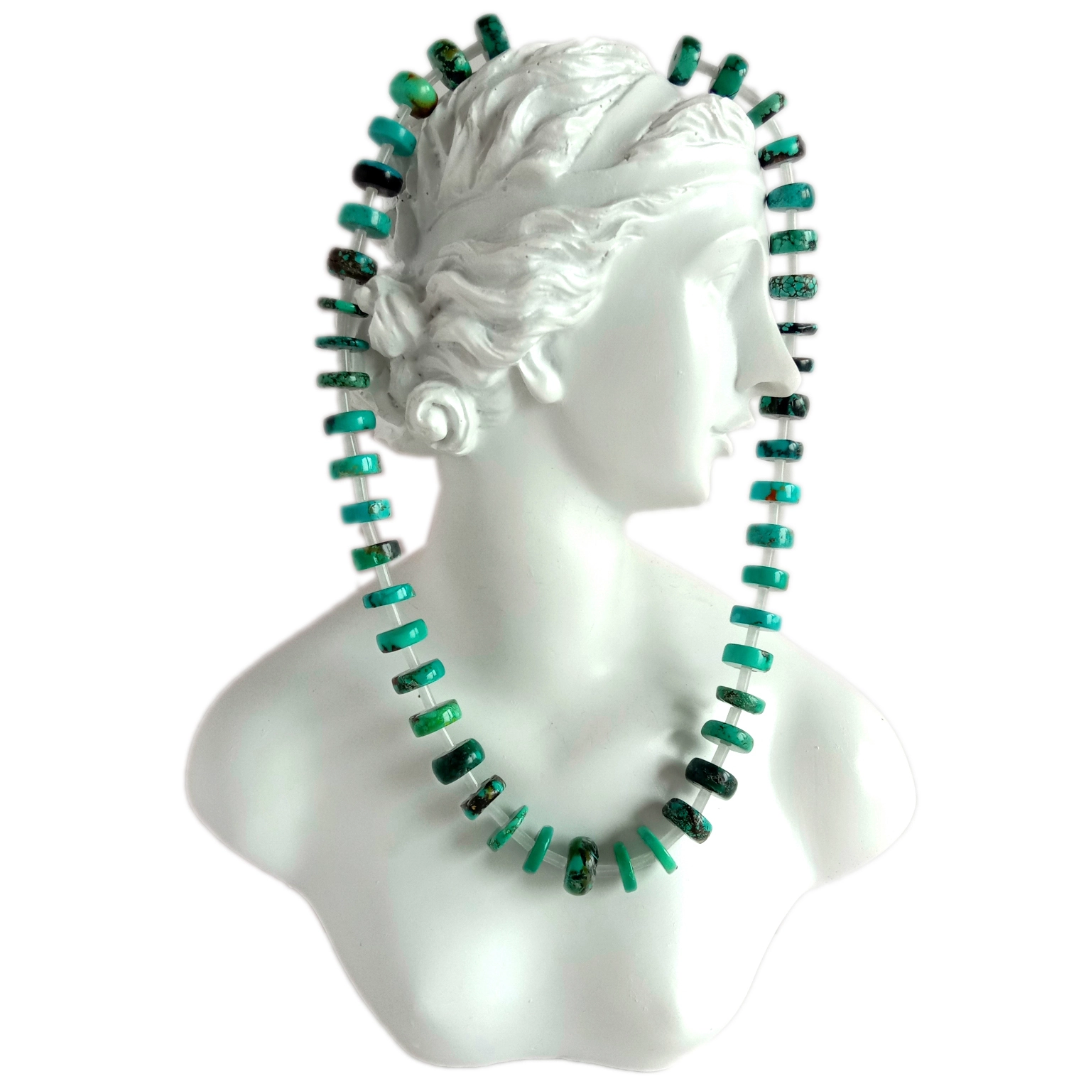 ខ្សែក បូហូ ប្រាក់ 925 Sterling Turquoise ធម្មជាតិ 1