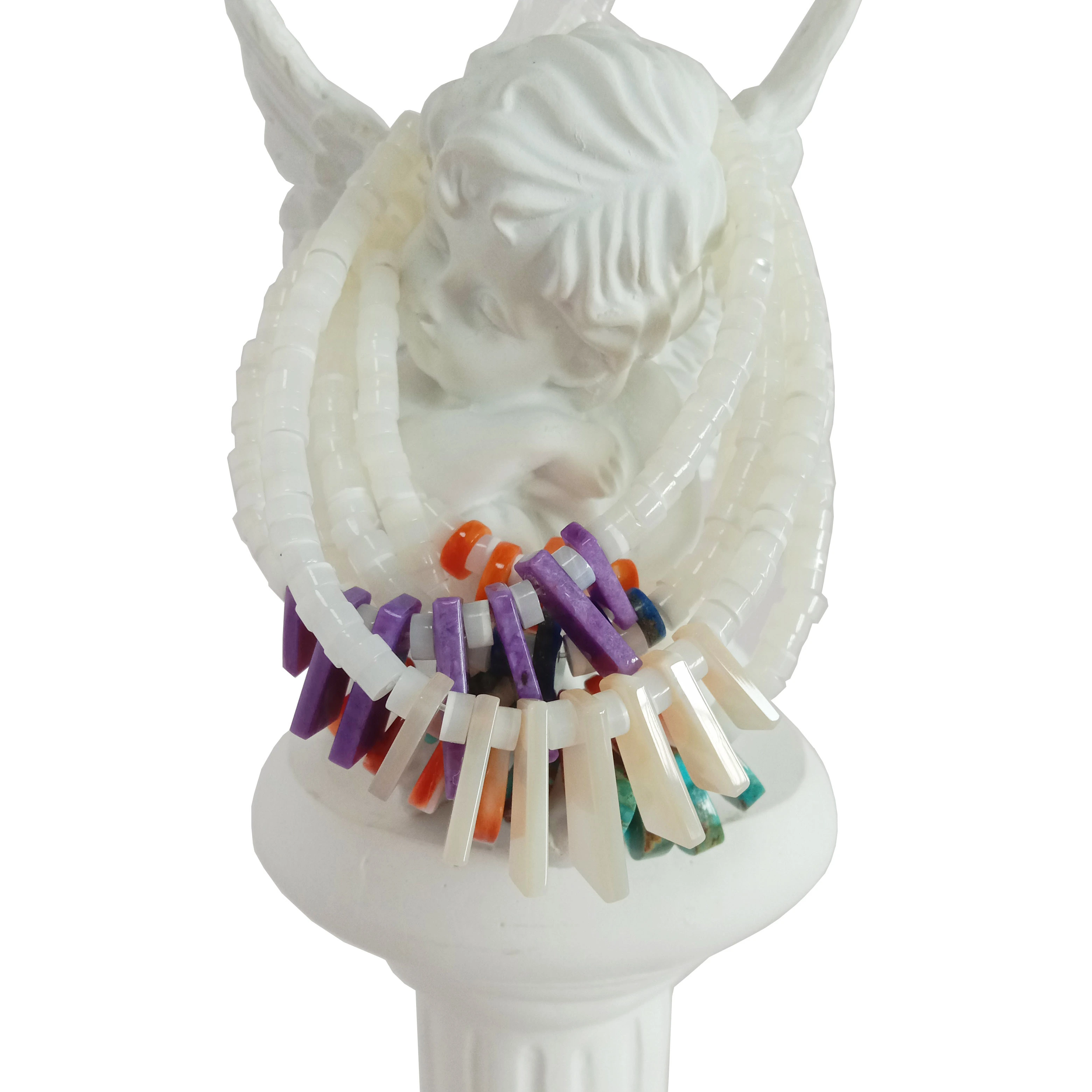 Pulsera elástica de nácar blanca 100% natural Pulsera hecha a mano MOP 1