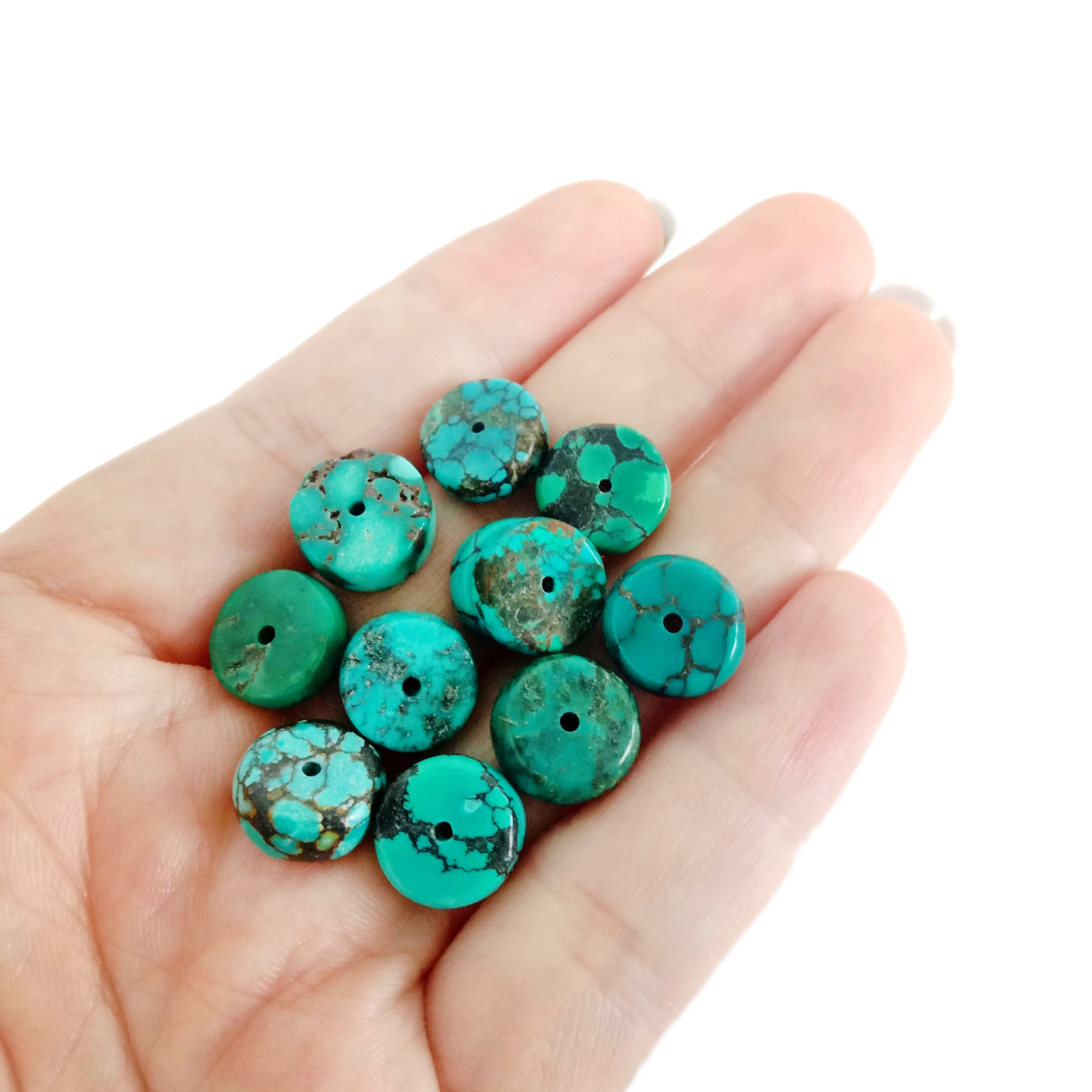 Бірюзові намистини Rondelle Gemstone. Справжні етнічні зелені кам’яні намистини. Кам’яні дискові намистини 18