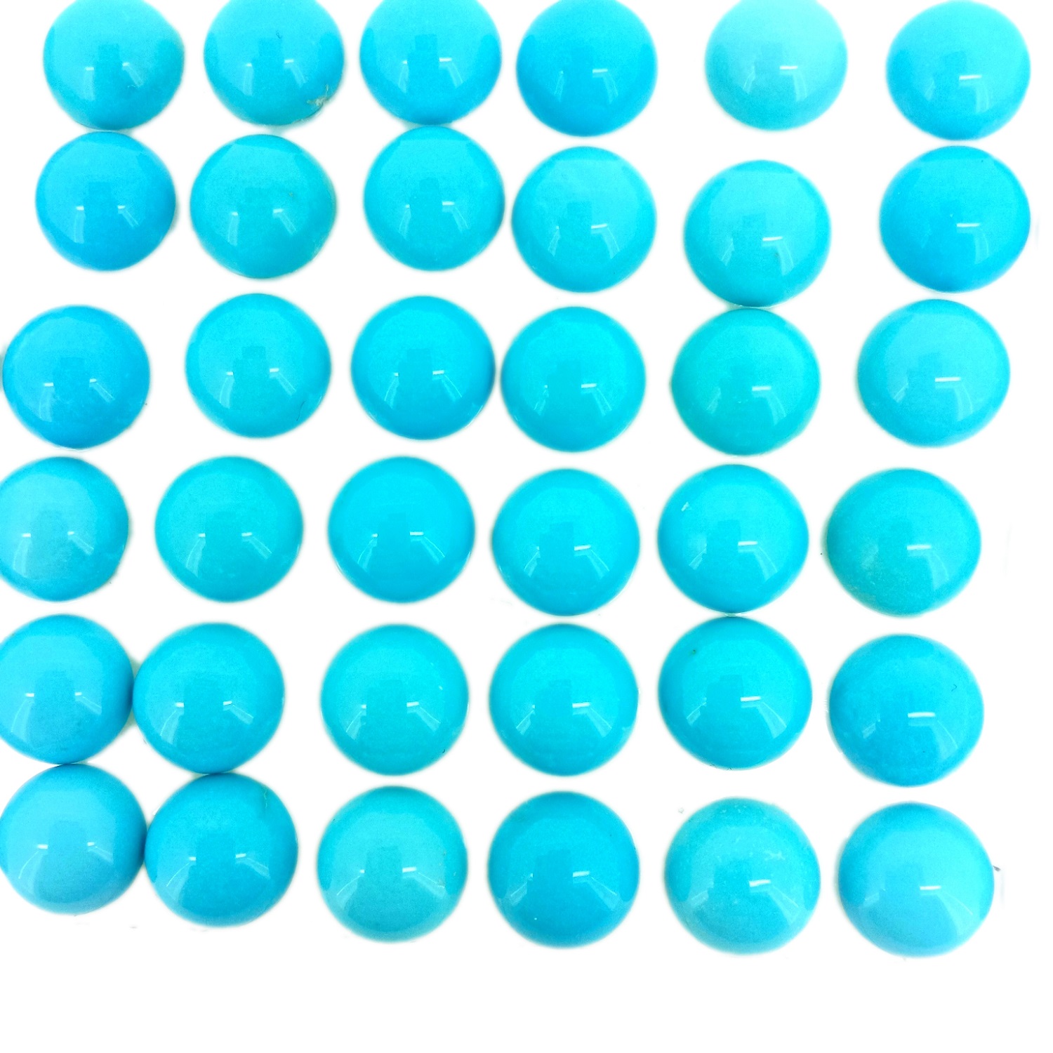 Turquoise Cabochon  Round Calibrated Turquoise Back Flat Gemstones Girman 9mm 15