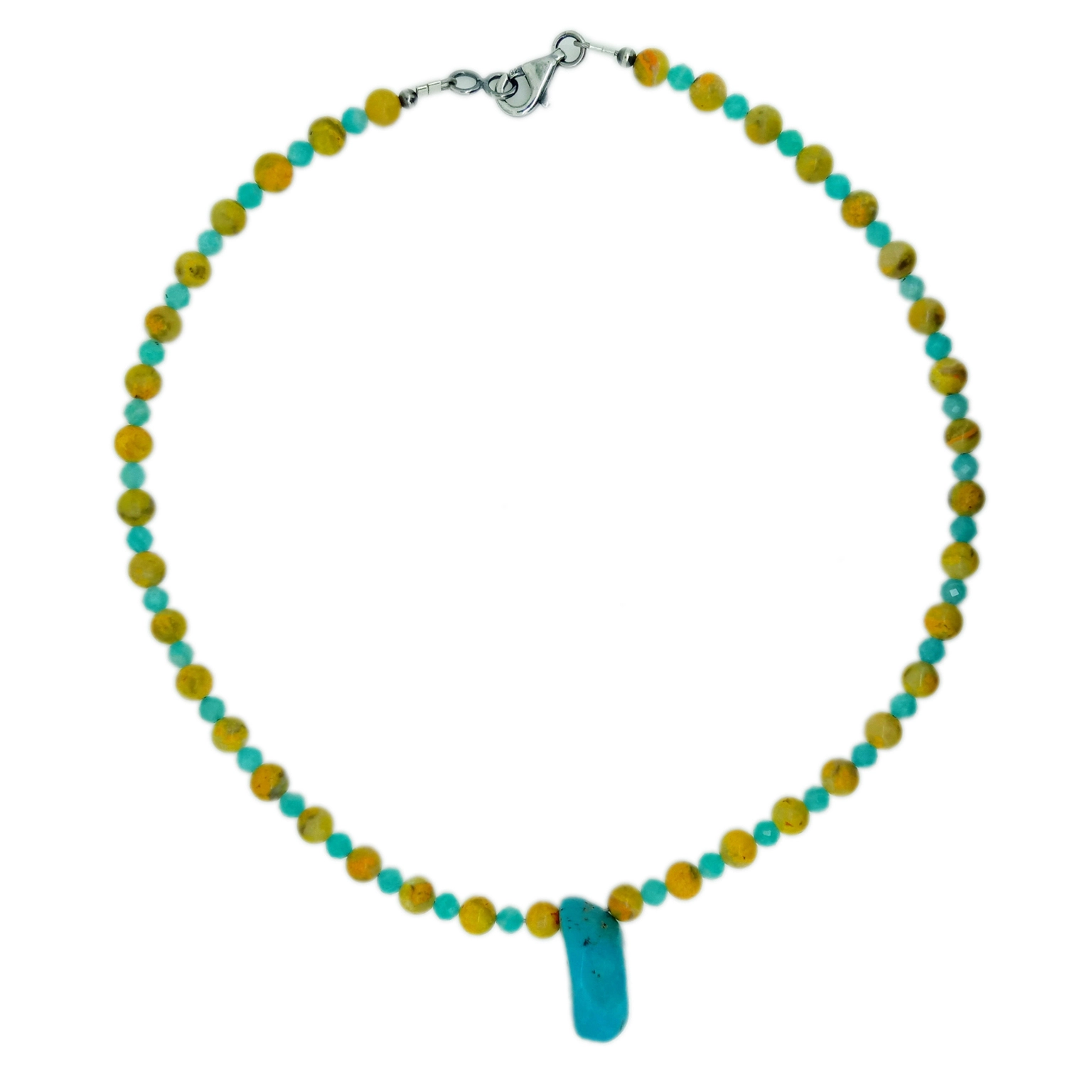925 Sterling Silver ធម្មជាតិ Turquoise Amazonite bumblebee  ខ្សែកធ្វើដោយដៃ 1