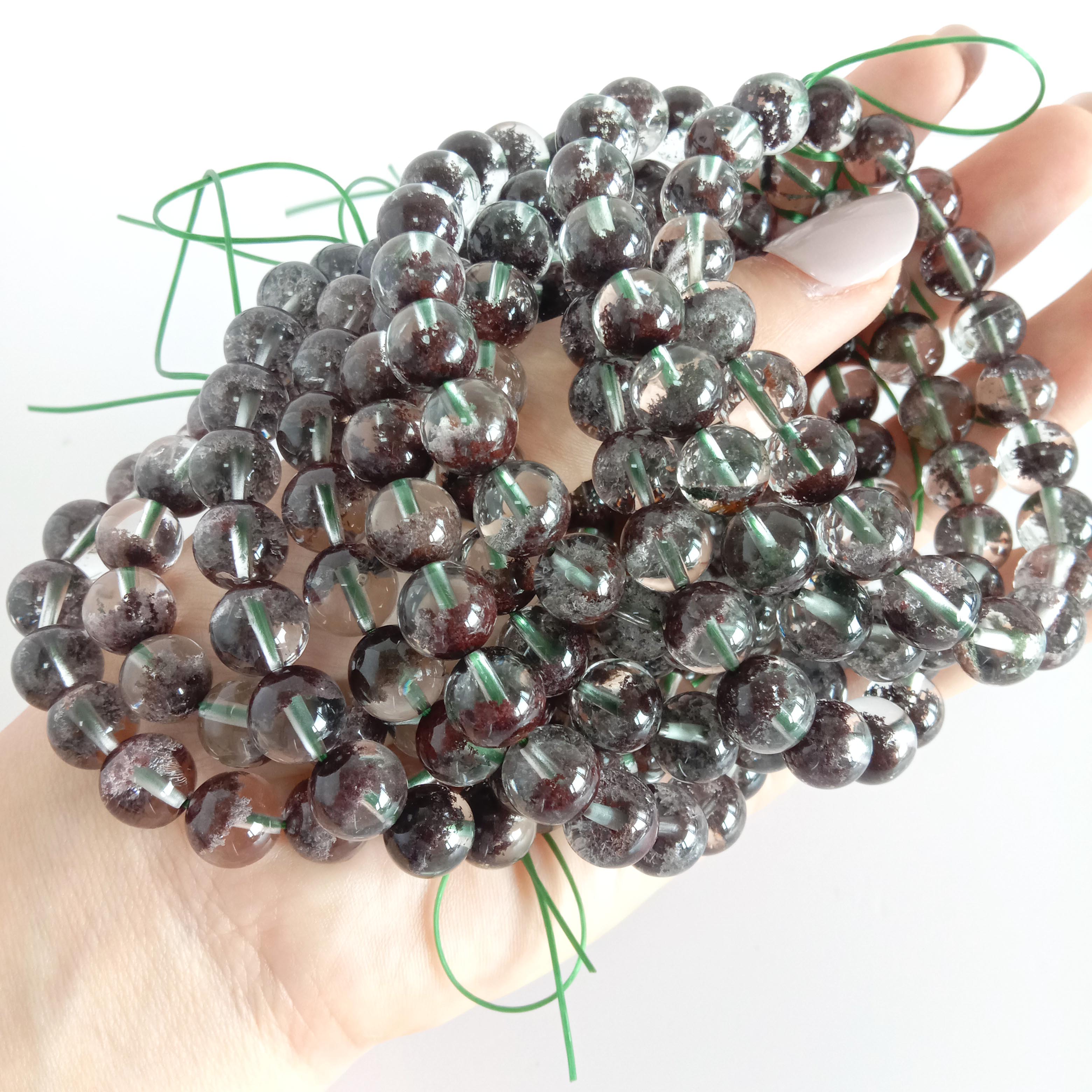 RARE Phantom Quartz bracelet brown Ghost phantom quartz  bracelet bead 14