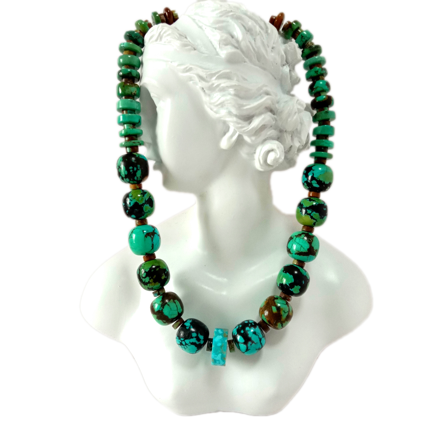 Qadın Firuzəyi Boyunbağı Əl işi Xüsusi Boyunbağı 925 Ayar Gümüş qiymətli daş Boyunbağı 15