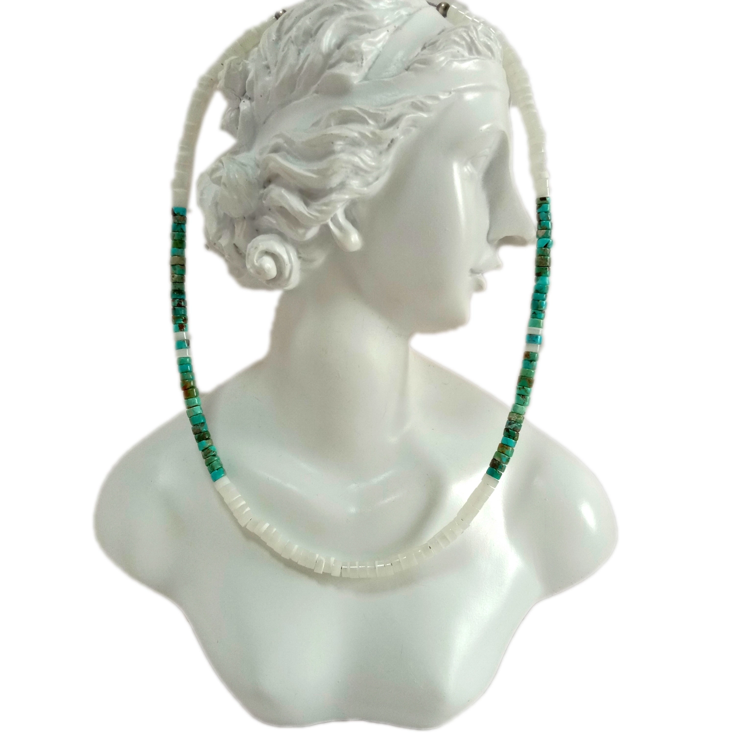 ខ្សែកប្រាក់ Sterling Silver 925 ពណ៌ស Turquoise ពណ៌ខៀវធម្មជាតិ 1