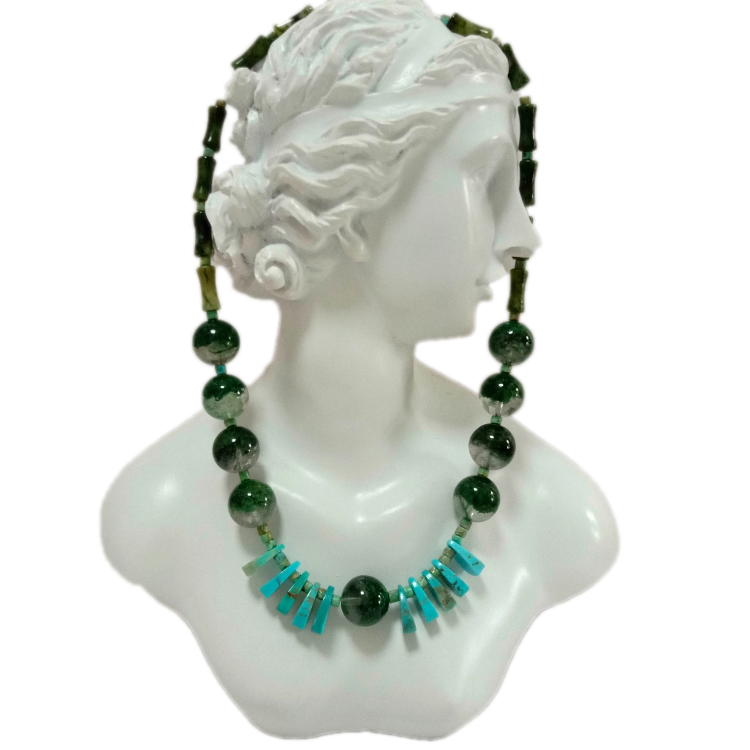 ខ្សែកប្រាក់ Sterling 925 Jasper 925 Ghost phantom quartz ធម្មជាតិ 1