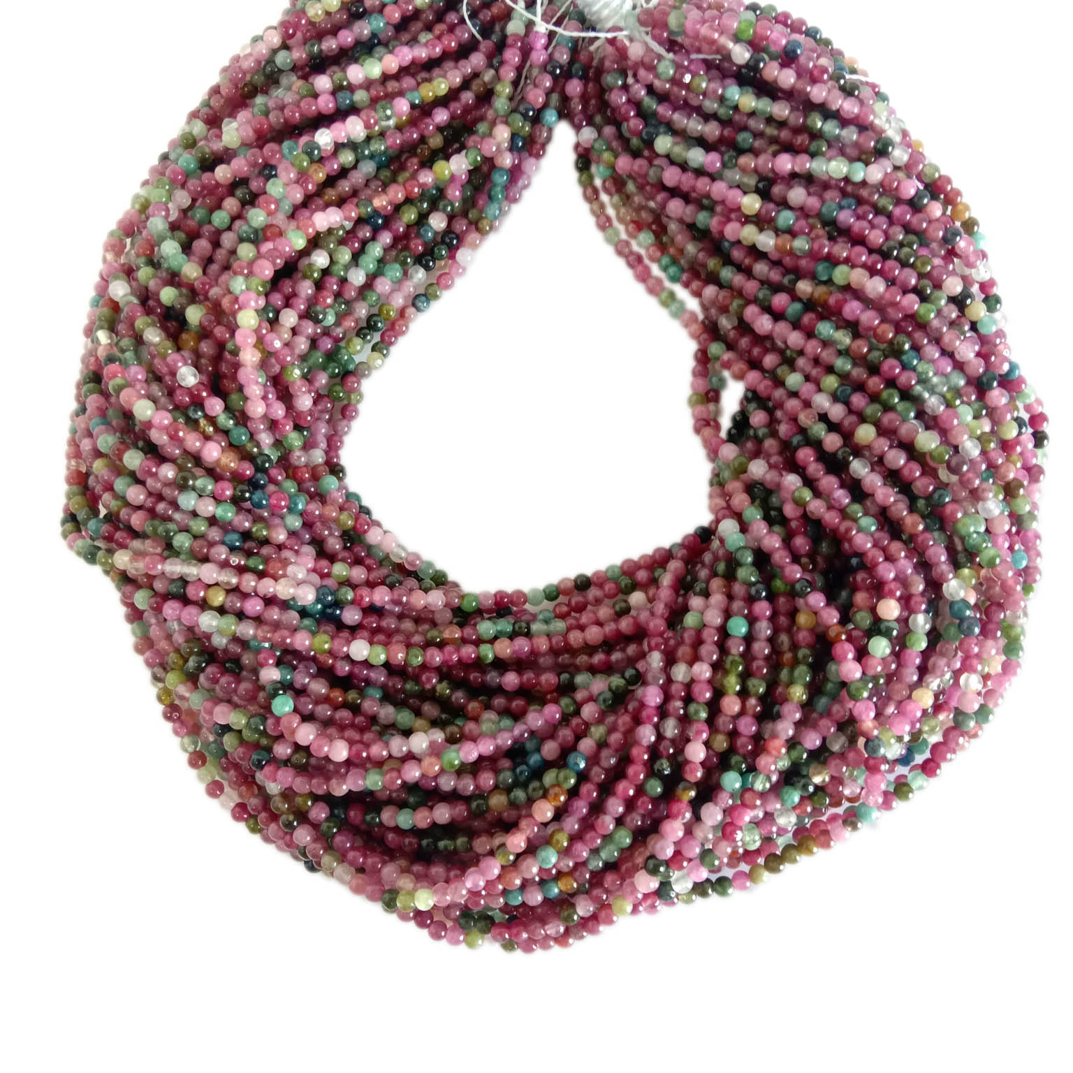 Природни мали 3 мм турмалин фацетирани тркалезни мониста Енергетски скапоцен камен Лабави мониста 14