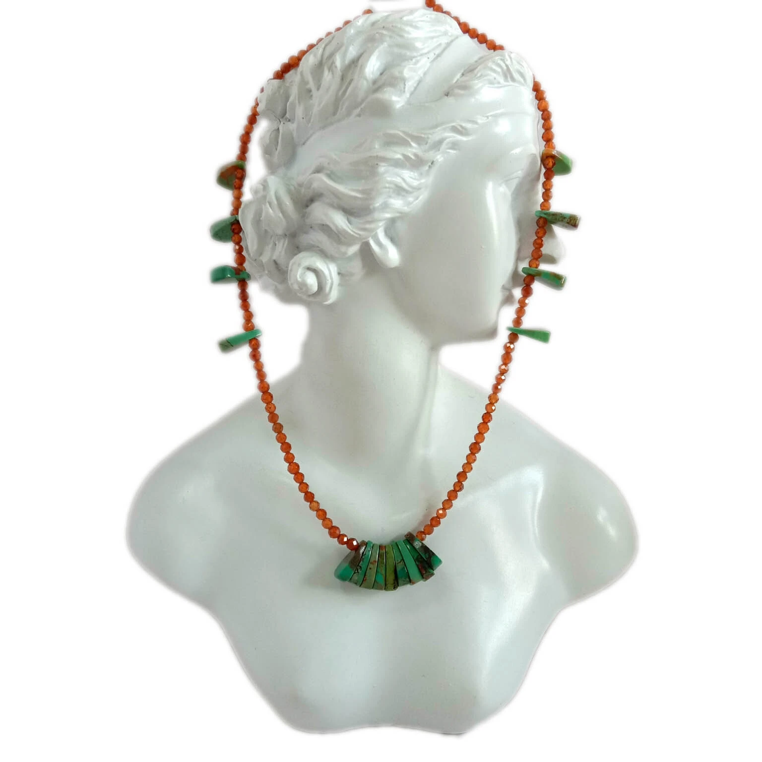 ខ្សែកប្រាក់ Sterling 925 ធ្វើដោយដៃ ត្បូងទទឹម និង Garnet ធម្មជាតិ 1