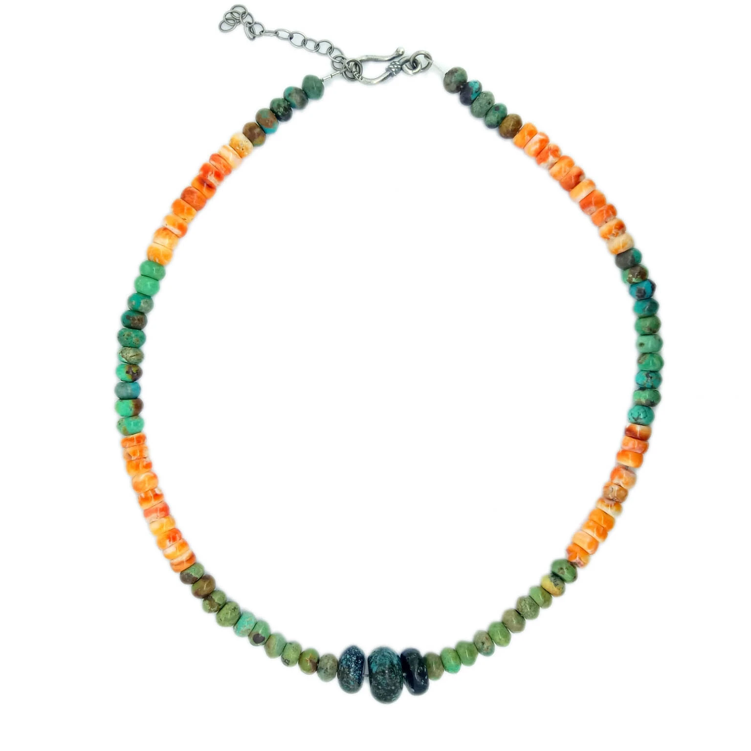 925 Sterling Silver Natural Turquoise and Spiny Oyster  Necklace  Jewelry 1