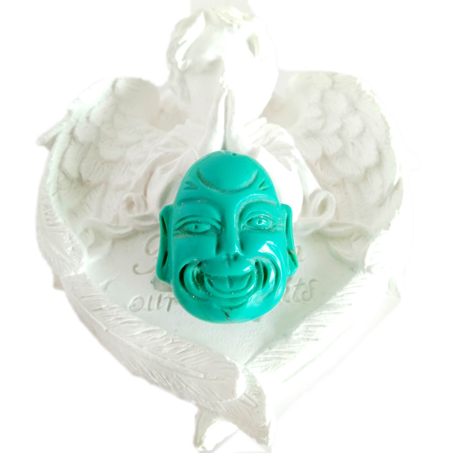 Colgante Feito a man Turquesa Tallado cor azul Peza FOCAL rechamante colgante 15