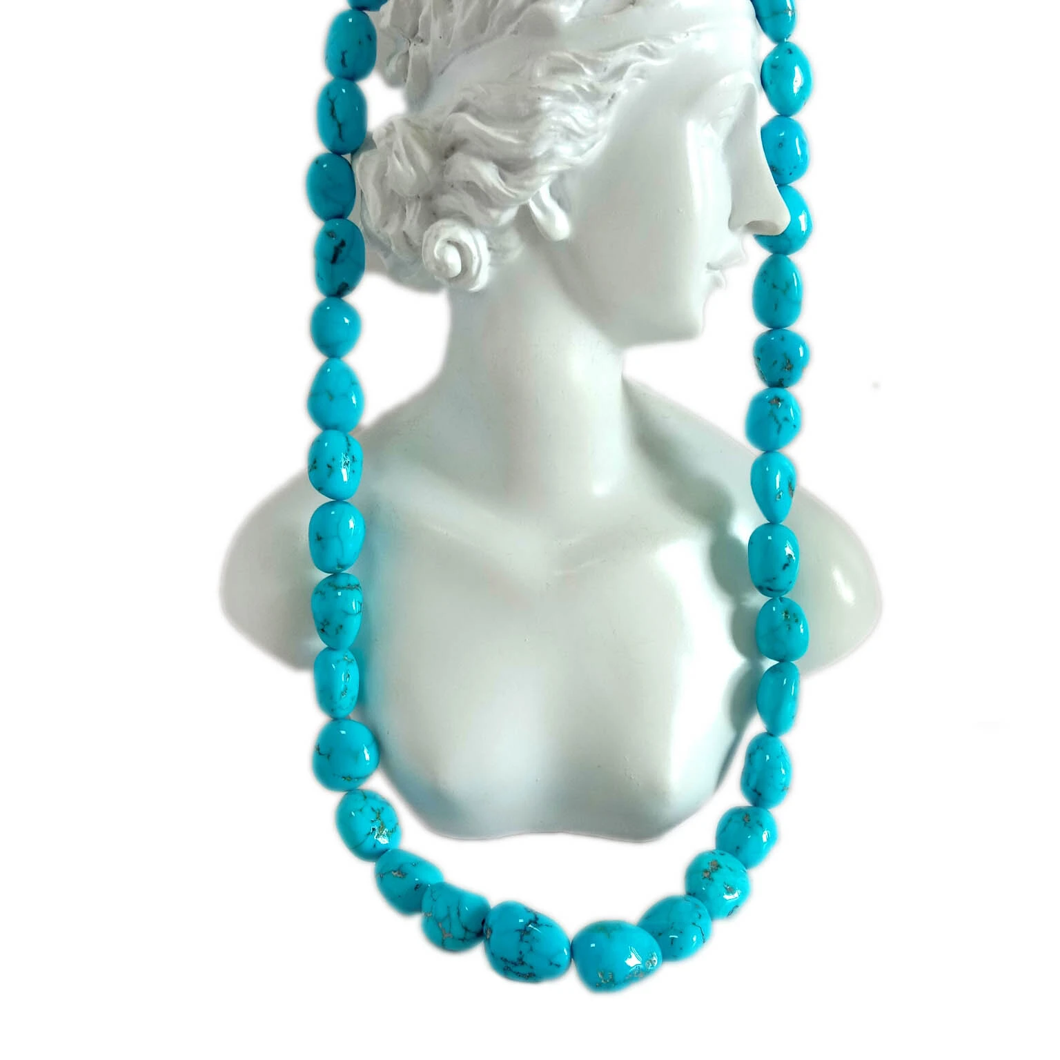 Kalung hipu ipis alami dijieun manik pirus faceted 1