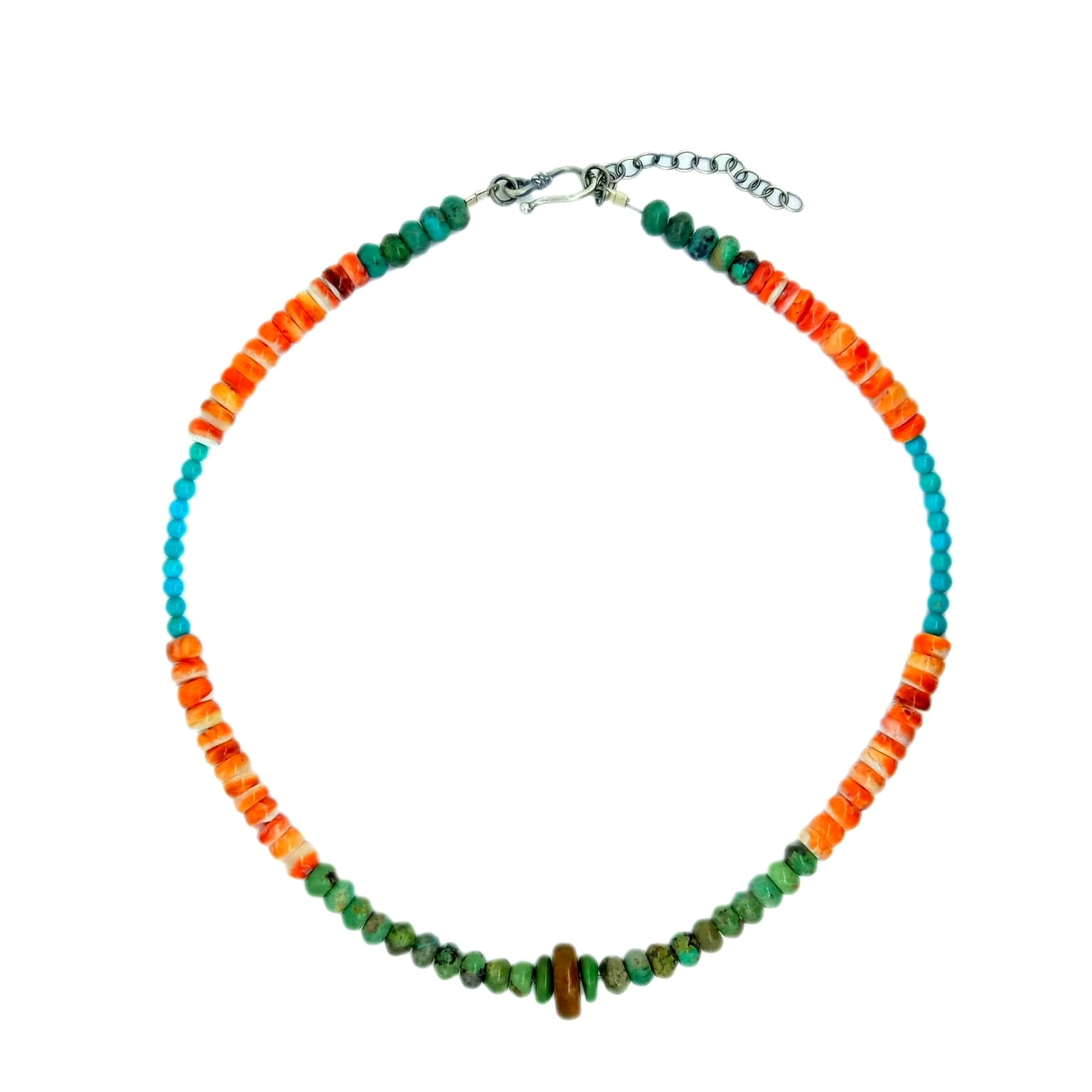 Perhiasan Turquoise Turquoise Spiny Oyster lan 925 Sterling Silver Kalung 1