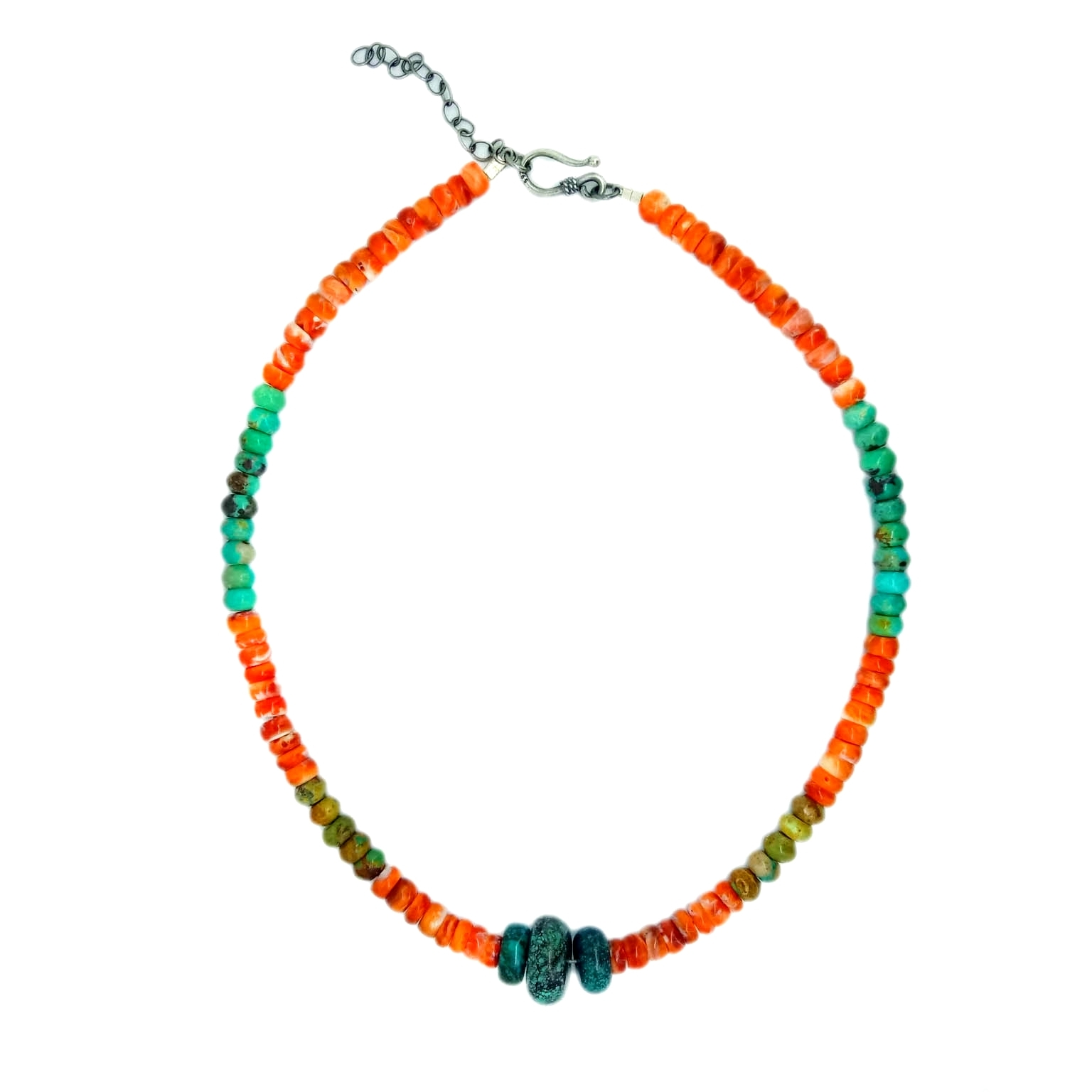 Natural Turquoise Spiny Oyster 925 Sterling Silver  jewelry Necklace 1