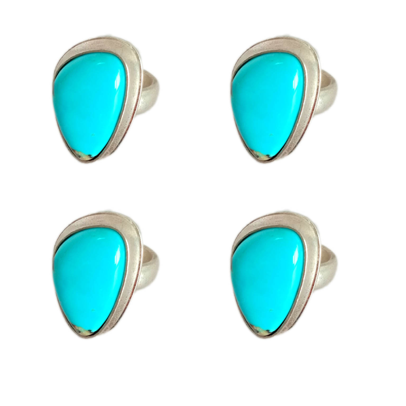 Lesale la Tlhaho la Turquoise 925 Sterling Silver Teardrop Turquoise Ring 15