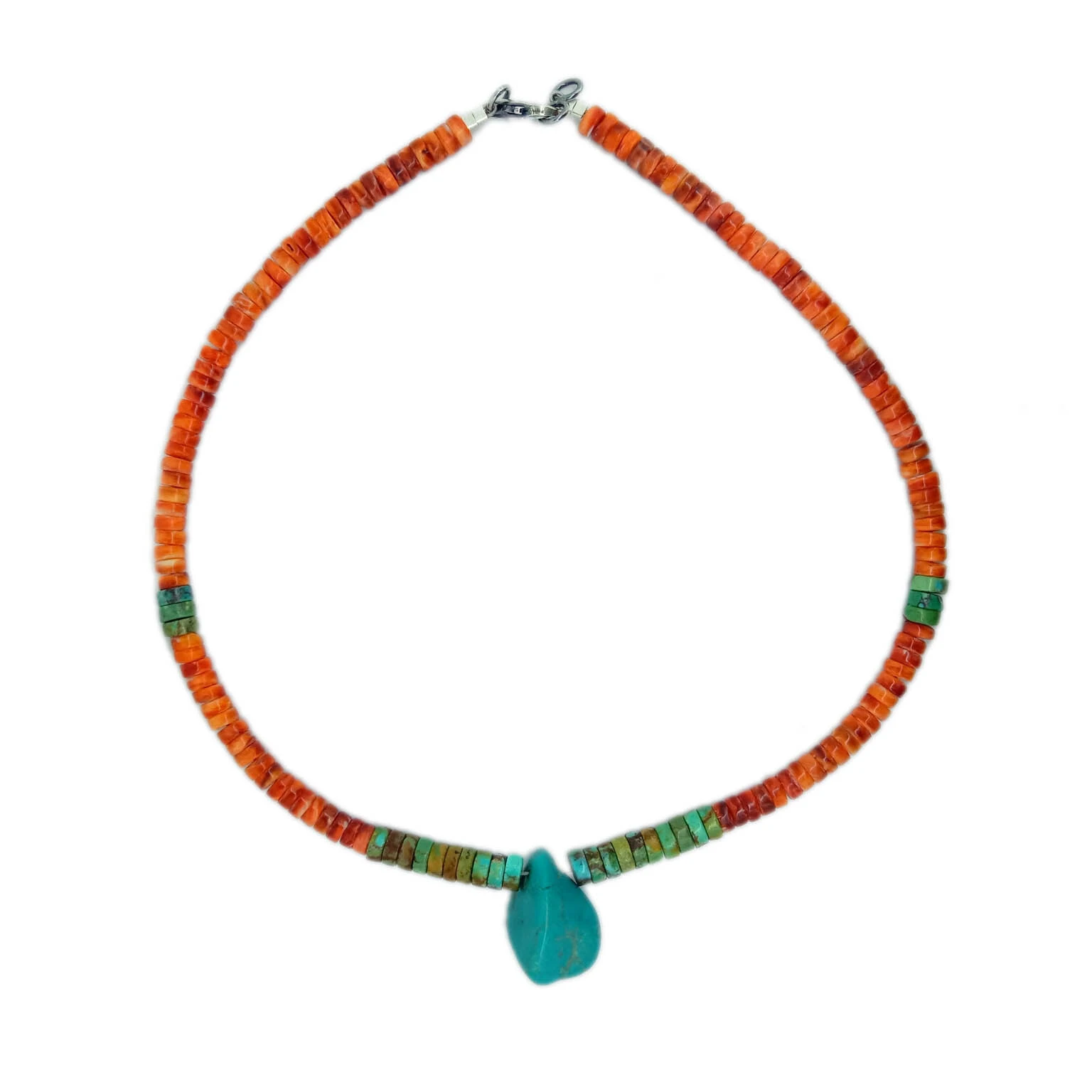 Handcraft jewelry Turquoise Spiny Oyster 925 Sterling Silver Necklace 1