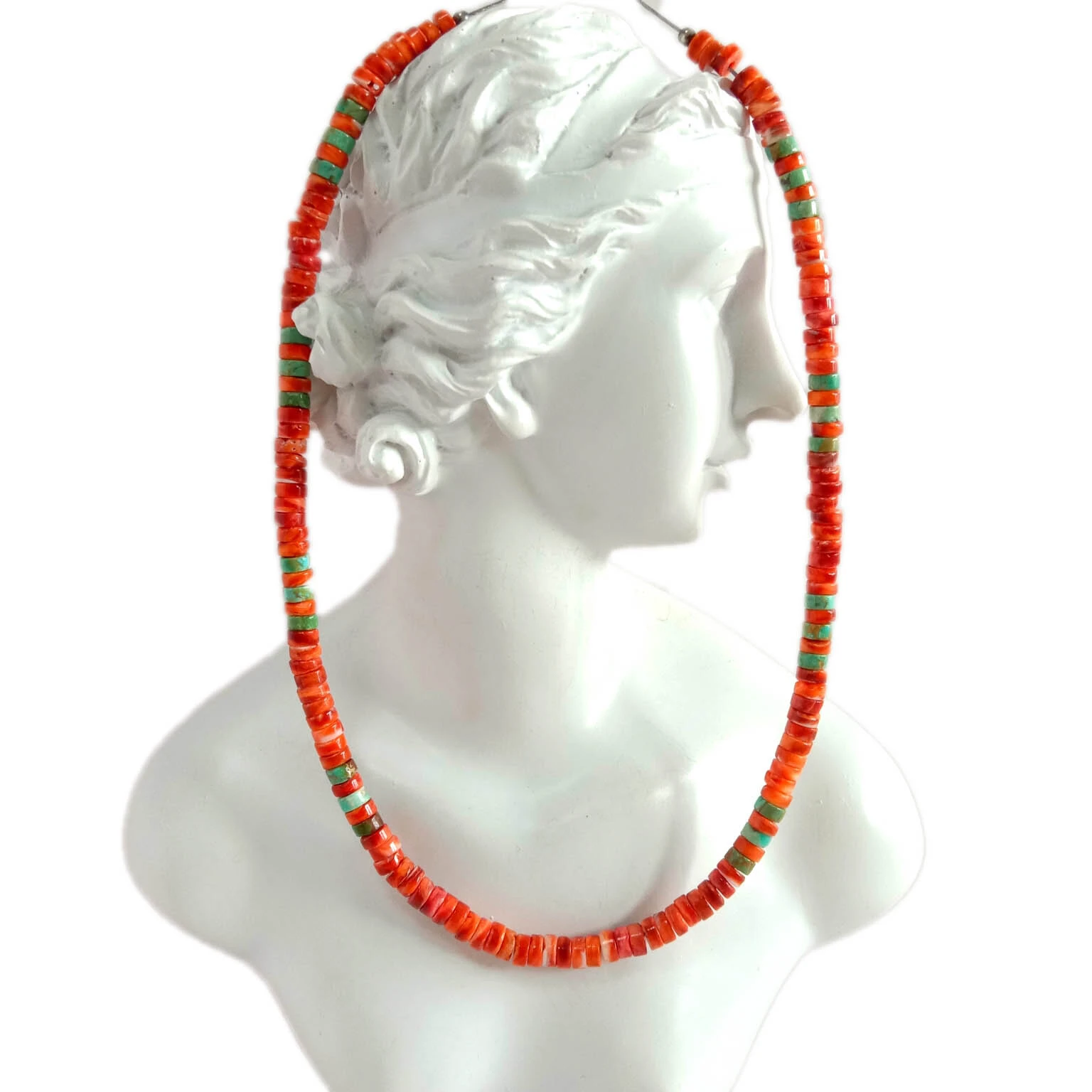 Turquoise Necklace Turquoise Spiny Oyster Bead 16inch Necklace 1
