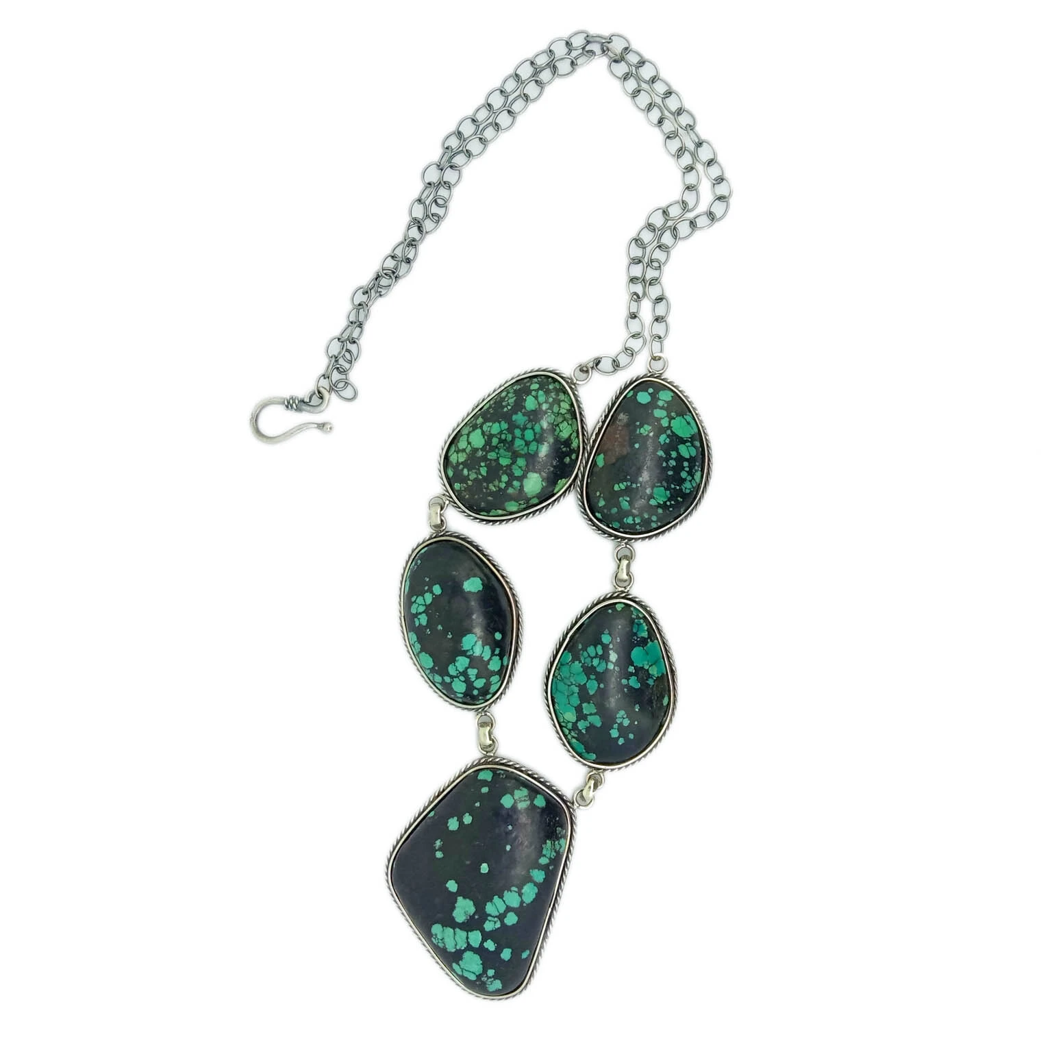 925 Sterling Silver និង Turquoise cabochon ធ្វើដោយដៃ ខ្សែក 16 អ៊ីញ 1