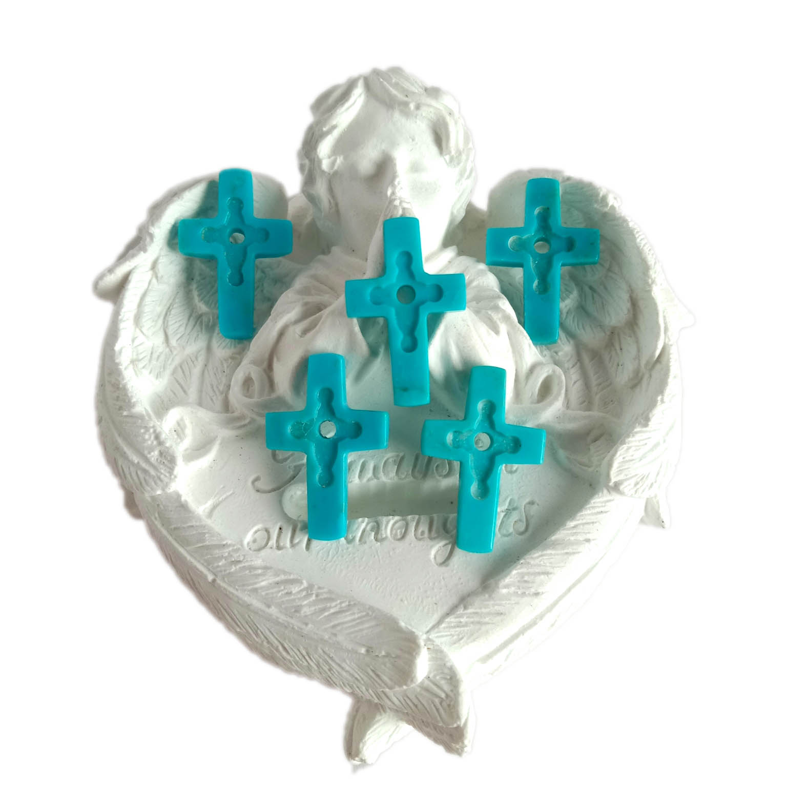 Turquoise Carved Blue Turquoise Gemstone Crosses Jewelry Supplies 15