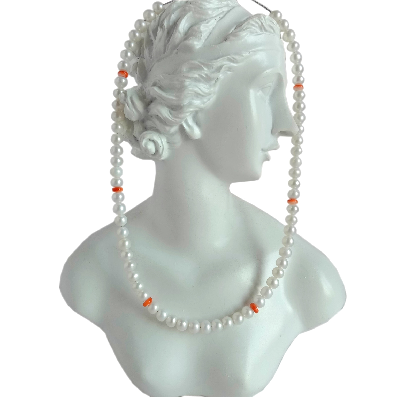 Natural spiny oyster and  white pearl handmade Necklace 1