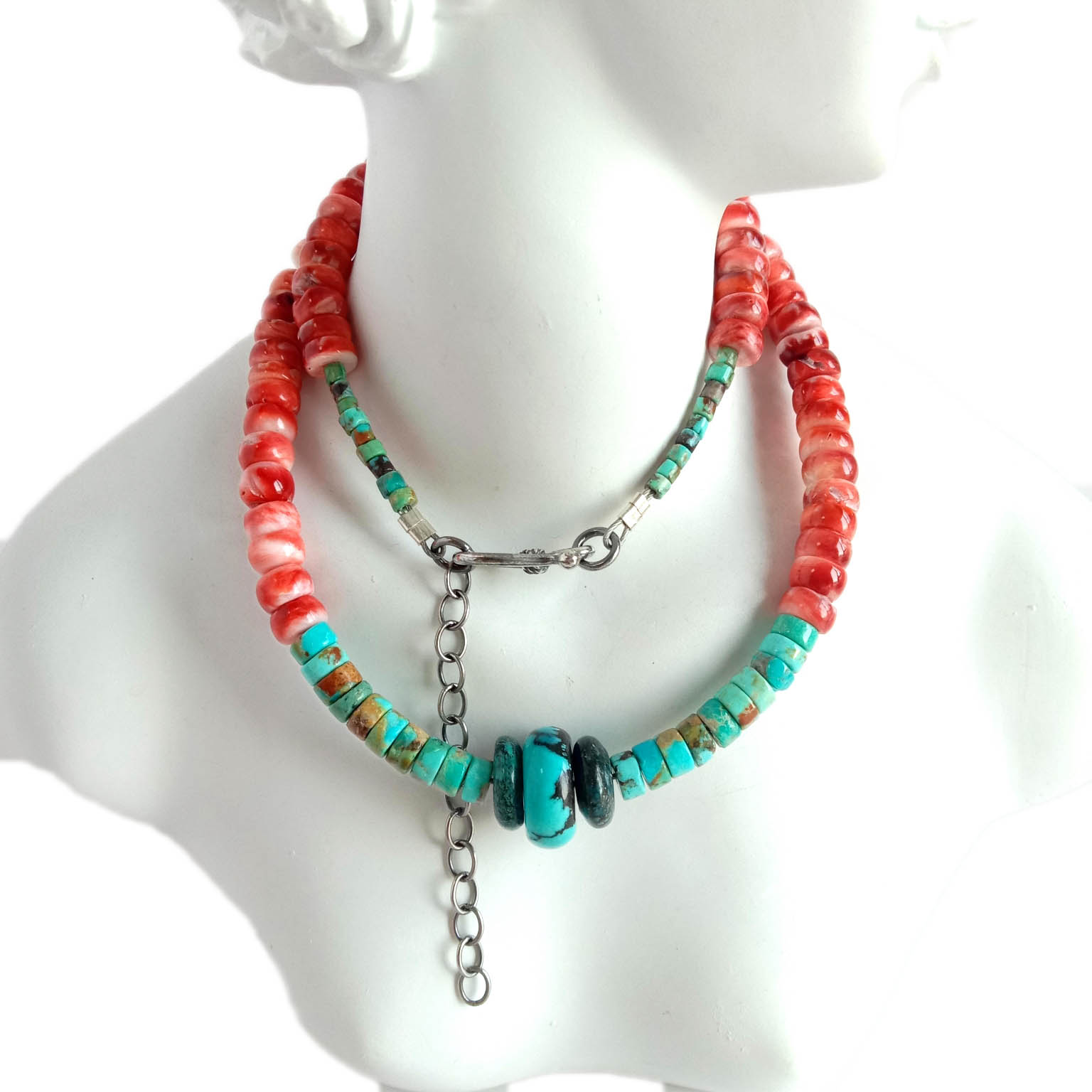 Həqiqi Təbii Firuzəyi və Tinikli Muncuqlu Boyunbağı Mavi Firuzə Boyunbağı 15