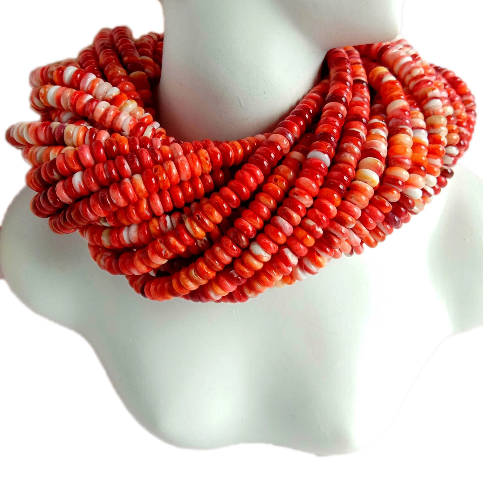Natural Orange Spiny Oyster BEADS 4mm Rondelles SHELL beads making jewelry 1