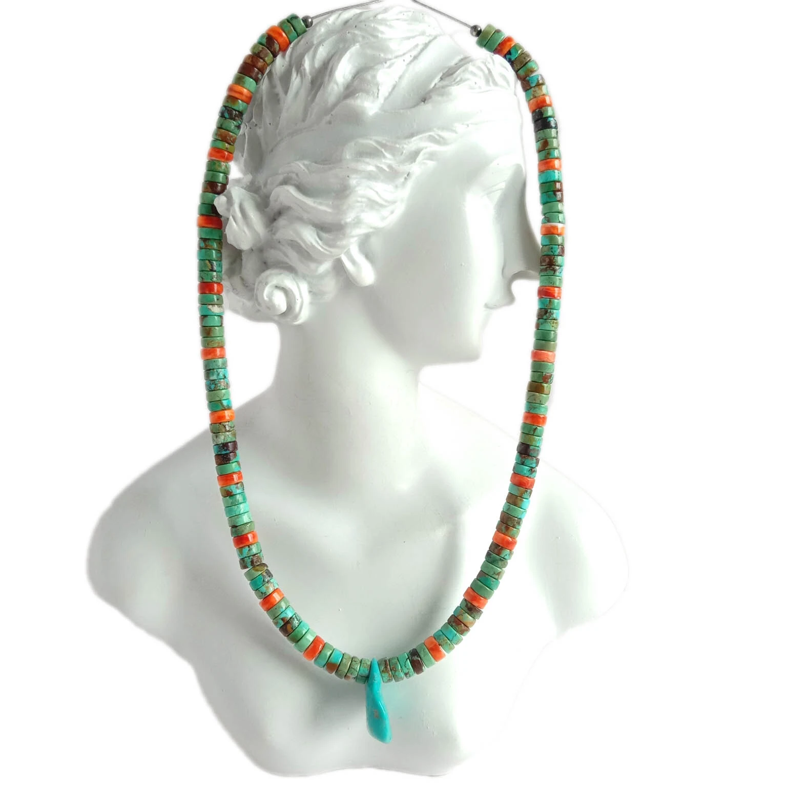 Natural Turquoise and spiny beads  Necklace Tibetan Turquoise Gemstone 1