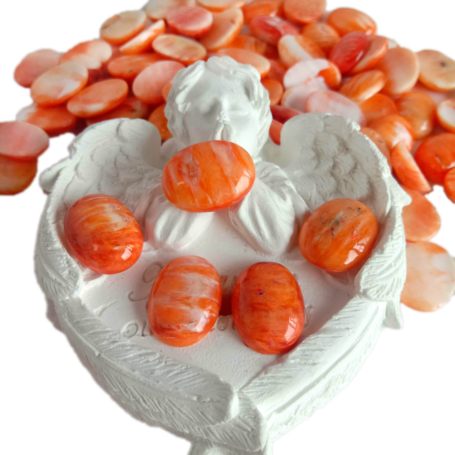 Visokokvalitetni dragi kamen, narančasta bodljikava kamenica, ovalni kabošon 12*16 mm 14