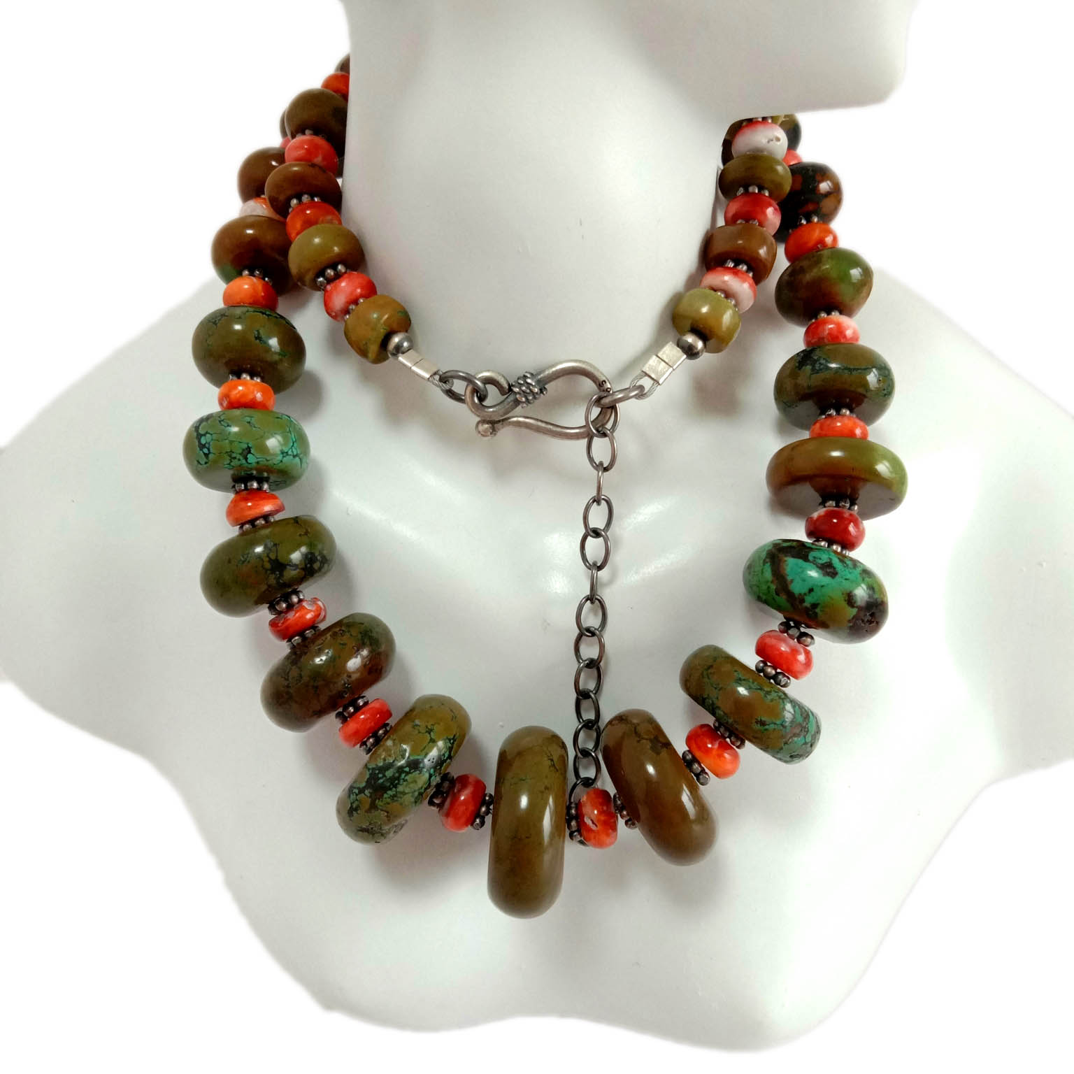 Təbii firuzə və tikanlı 925 əyar gümüş boyunbağı Qadın üçün Hədiyyə Zərif boyunbağı 15