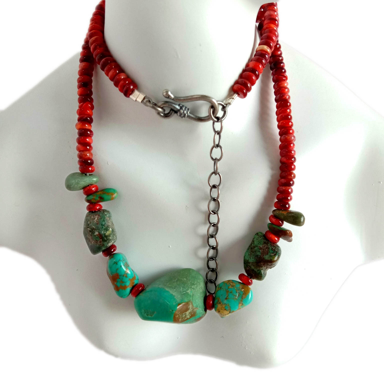 Navajo 925 Sterlinq Gümüş Firuzəyi və Tinikli Oyster Boyunbağı tərəfindən Wydell Billie Boyunbağı 15