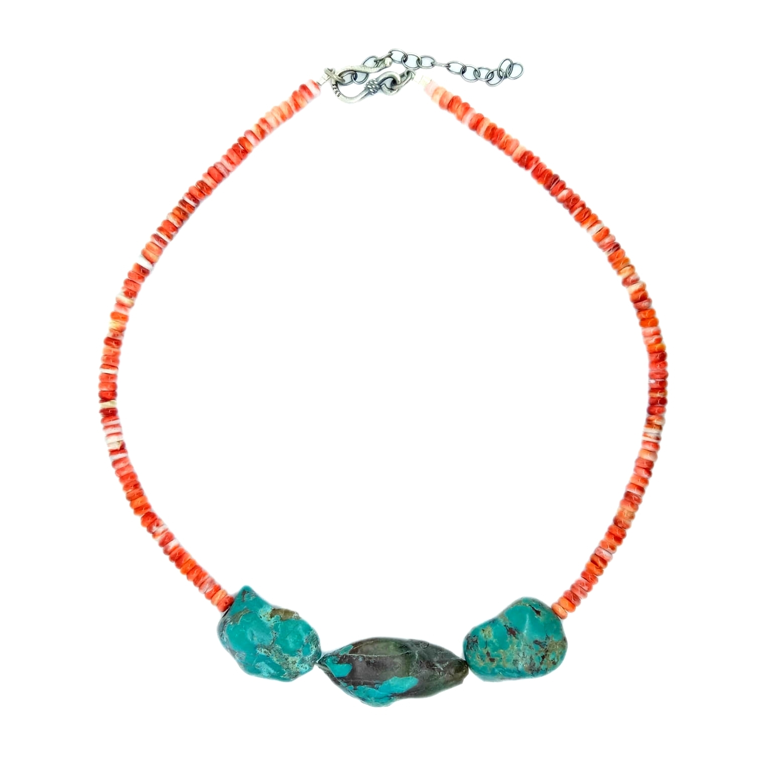 Turquoise Spiny Oyster Necklace 925 Sterling Silver Necklace Unisex Spiny Oyster Necklace 1