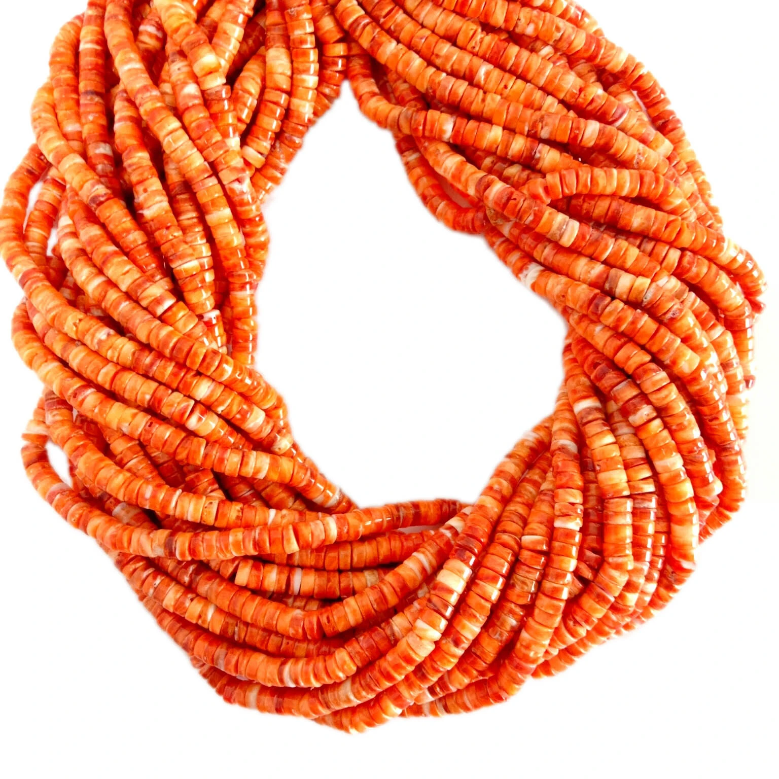Native American Navajo Orange Spiny Oyster Handmade Necklace gemstone beads Jewelry 1