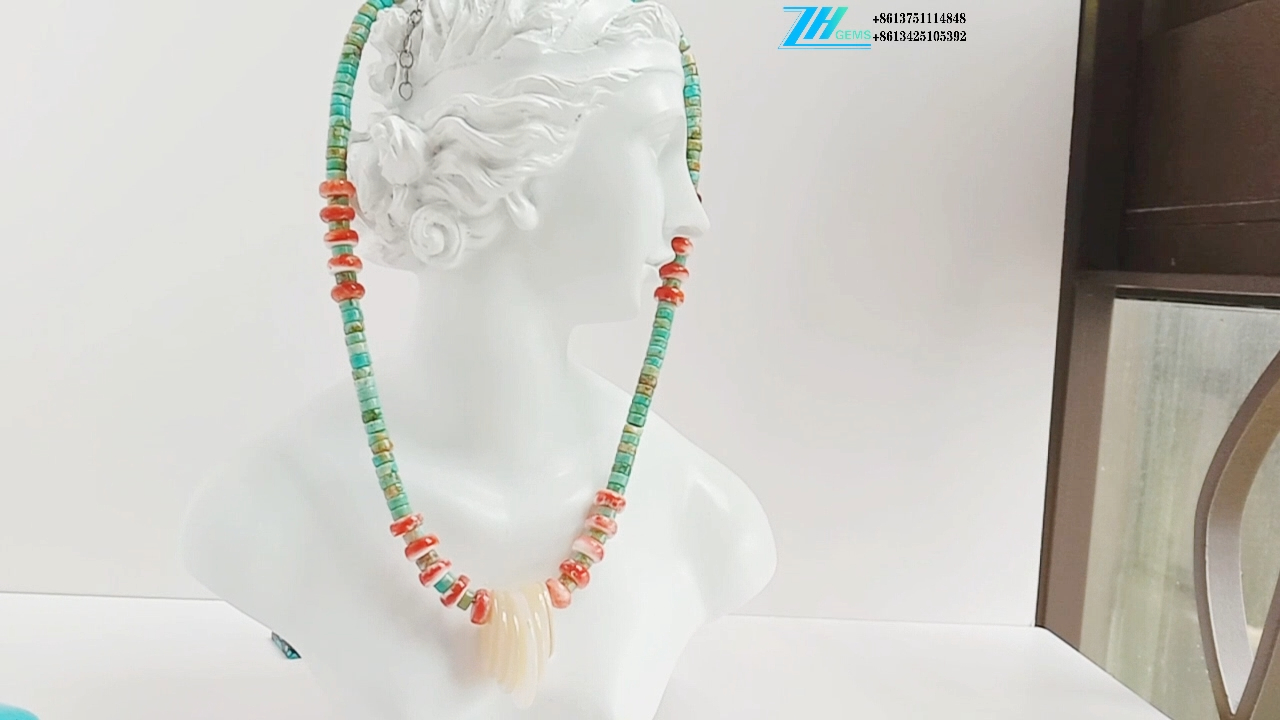 Gemstone Boncuklar Təbii Firuzəyi və tikanlı zərgərlik əl işi boyunbağı 9