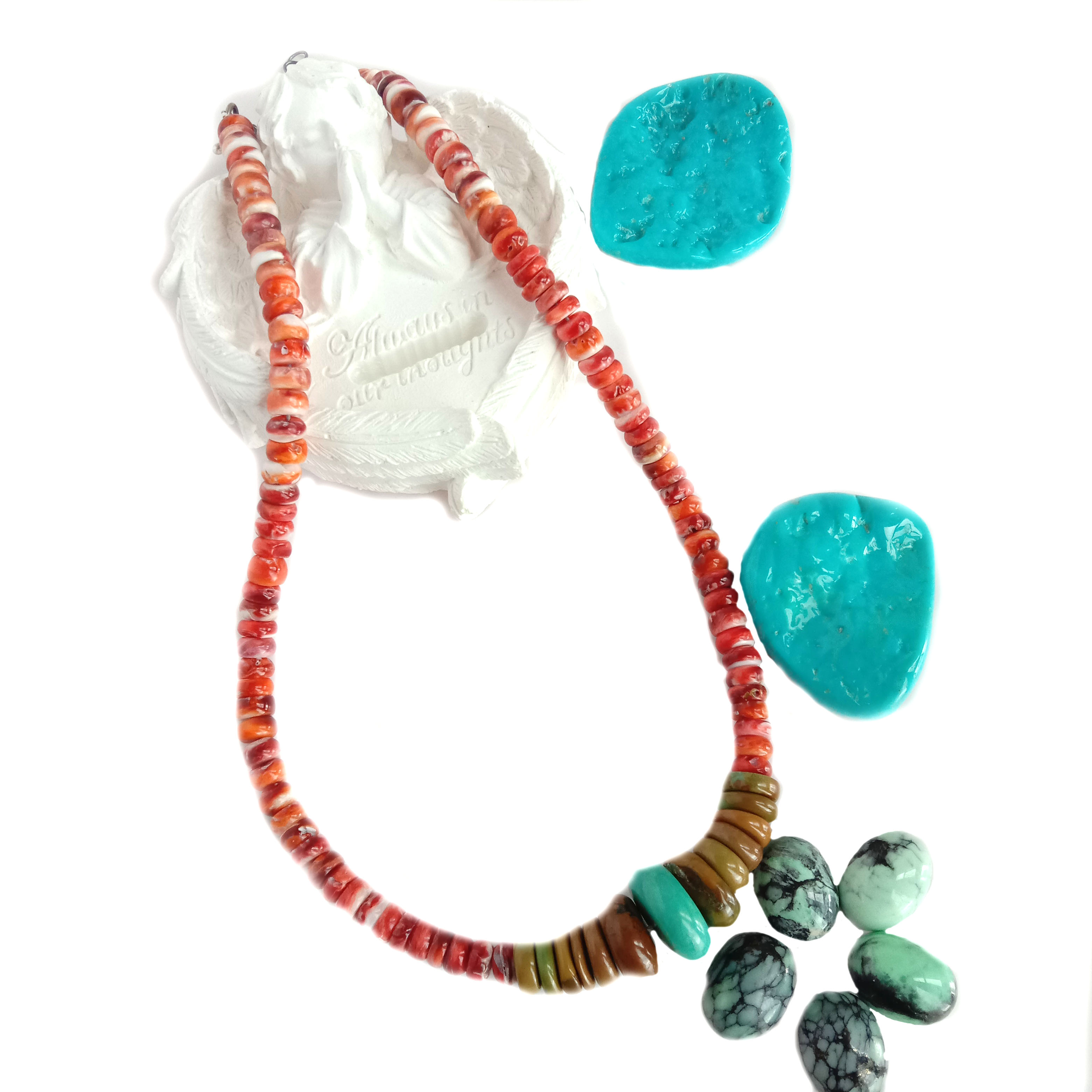 Turquoise ທໍາມະຊາດແລະກະດູກສັນຫຼັງ Minimalist Turquoise Choker Statement Necklace ຂອງປະທານແຫ່ງຄົບຮອບ 15