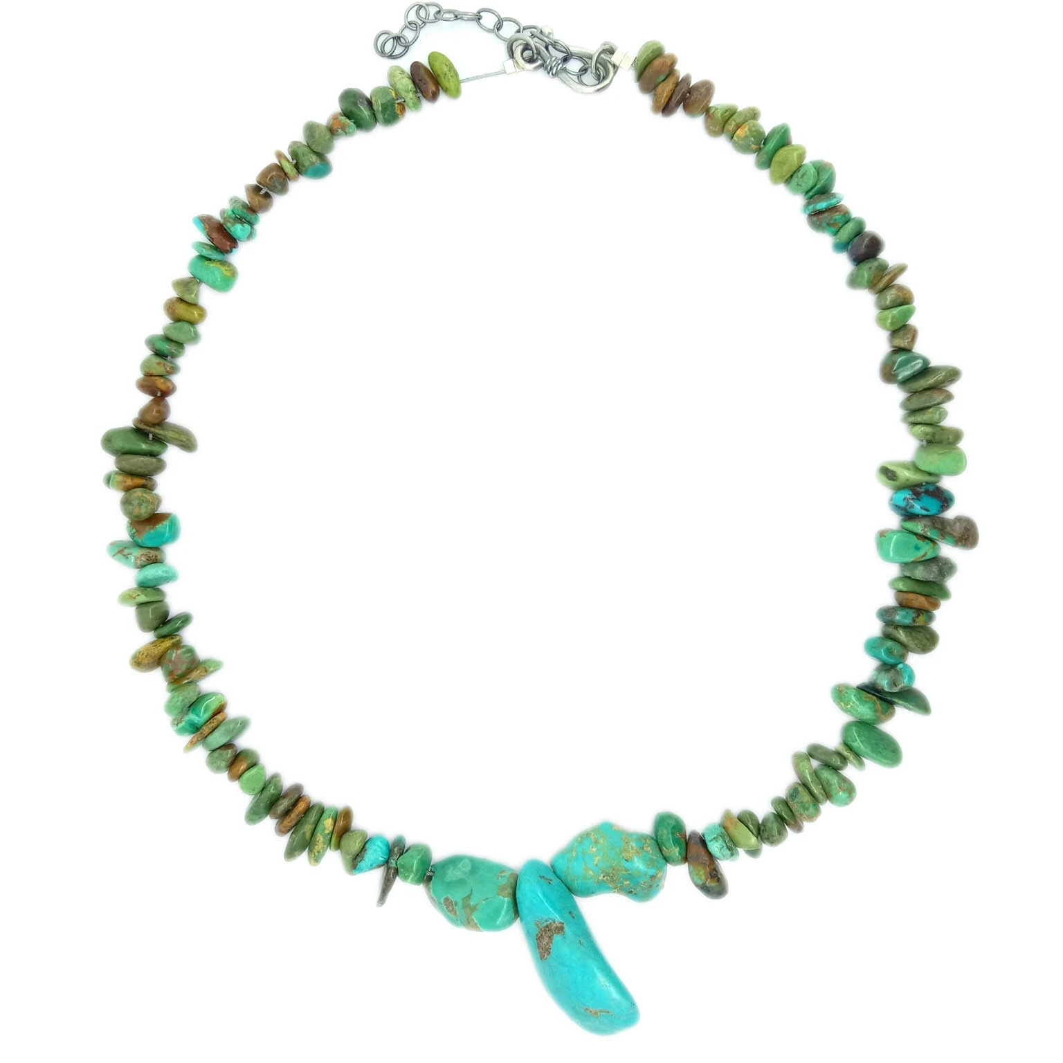 គ្រឿងអលង្ការ Turquoise ខ្សែក Turquoise ធម្មជាតិ 925 Sterling Silver 1