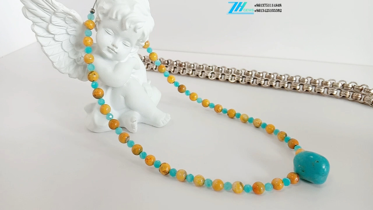 High quality  beads Natural Turquoise and amber  bumblebee 8